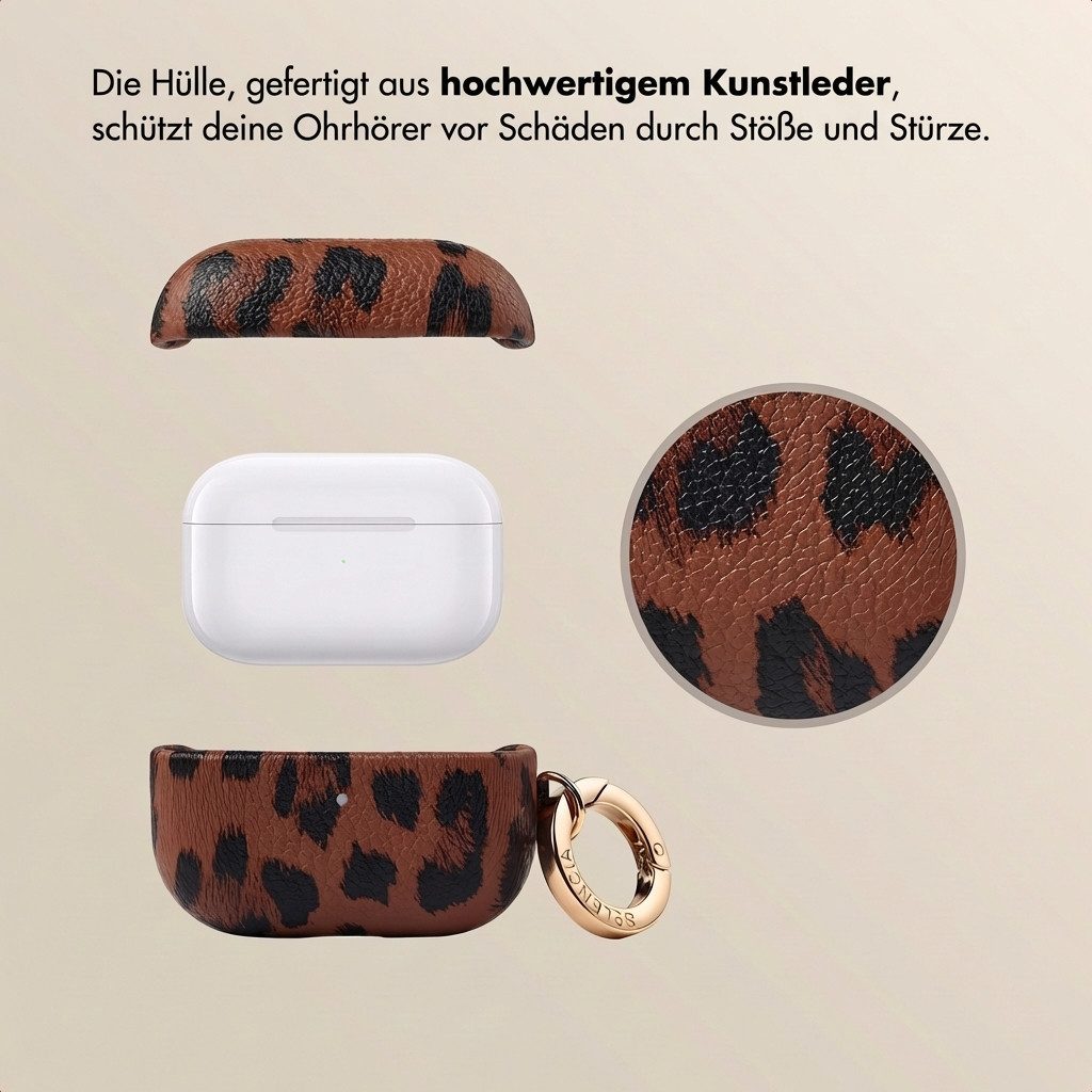Selencia Kopfhörer-Schutzhülle Selencia Sabi Hülle Panthermuster Apple Airpods Pro 3 - Mocha Brown – Bild 3 von 5