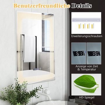 COSTWAY Badspiegel, Touch LED Spiegel, 70 x 50cm rechteckig