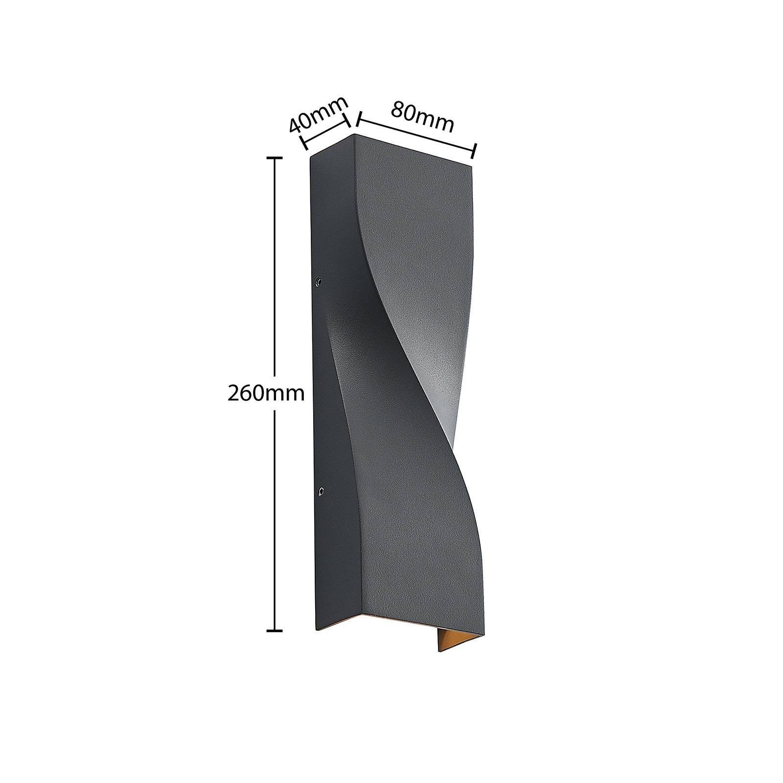 Aluminium, 1 flammig, Tibelya, verbaut, LED-Leuchtmittel LED anthrazit, Außen-Wandleuchte Lucande Modern, Polycarbonat, inkl. fest warmweiß,