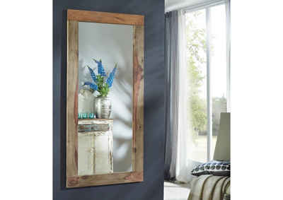 Massivmoebel24 Spiegel NATURE GREY (Moderner Massivholz Spiegel, geradliniges Design, grau geölt 145x3x70 Sheesham montiert)