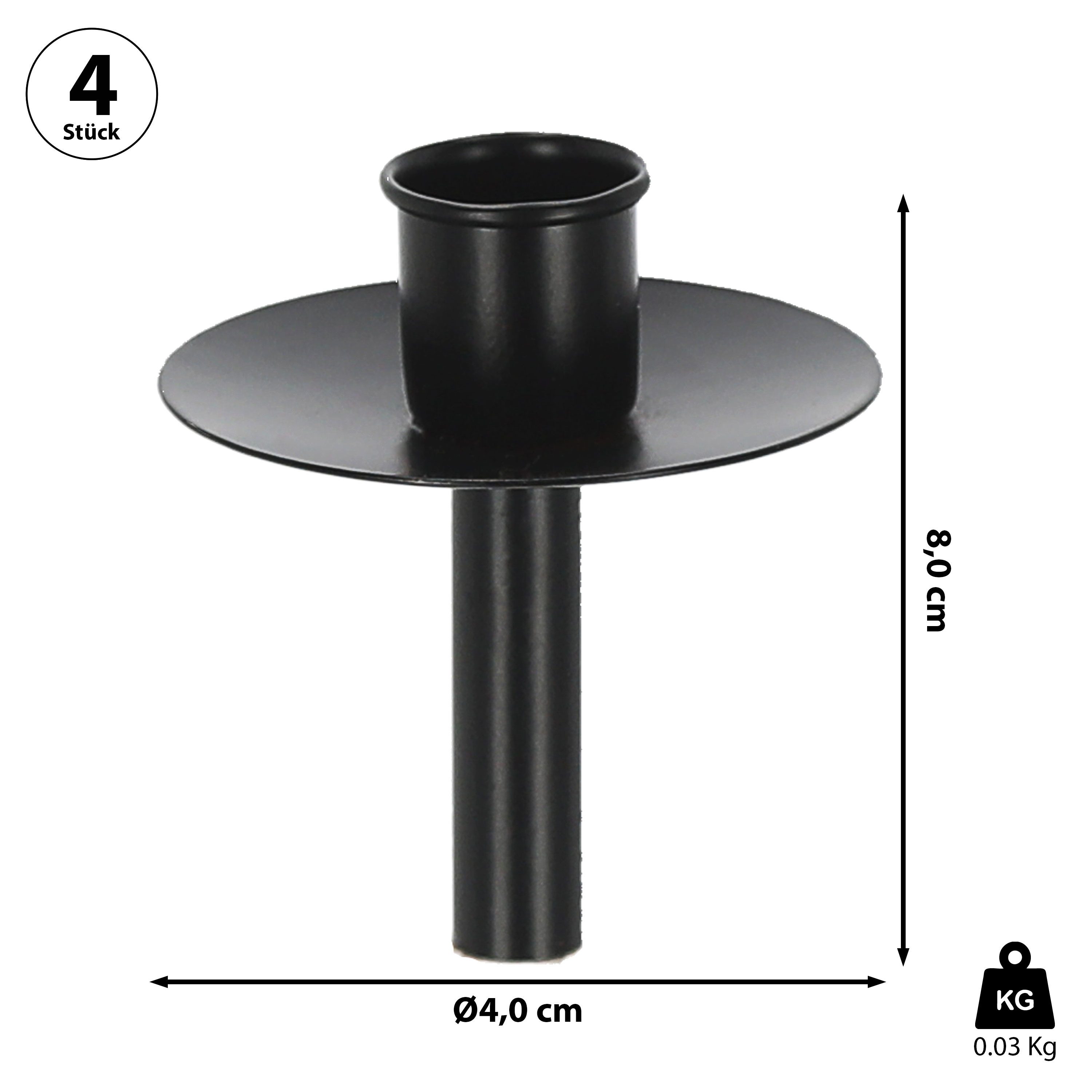 CEPEWA Kerzenhalter Stabkerzenhalter Flascheneinsatz 4er Set Metall schwarz günstig online kaufen
