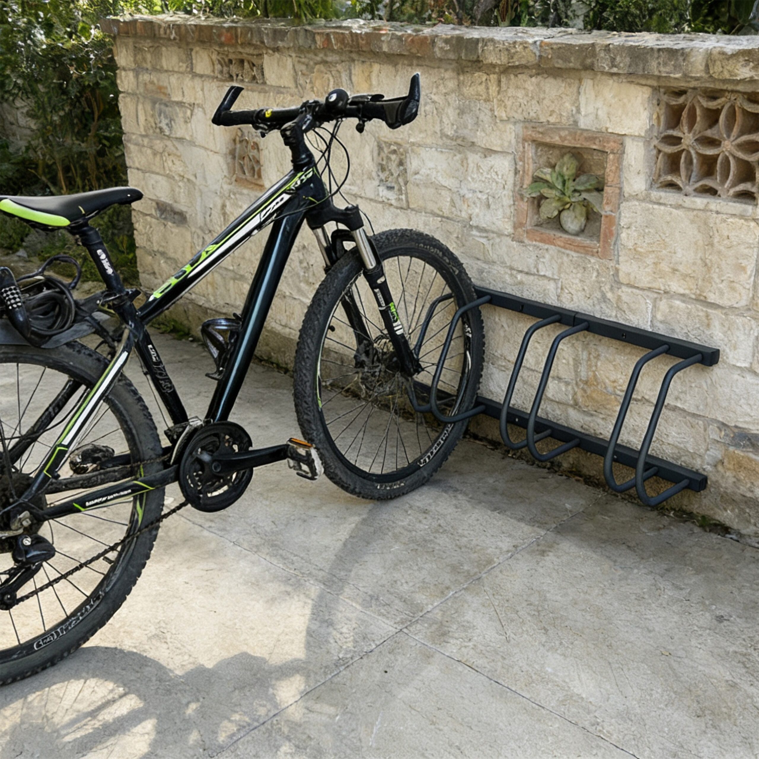 relaxdays Fahrradständer für Boden und Wandmontage, anthrazit., 3 Fahrräder