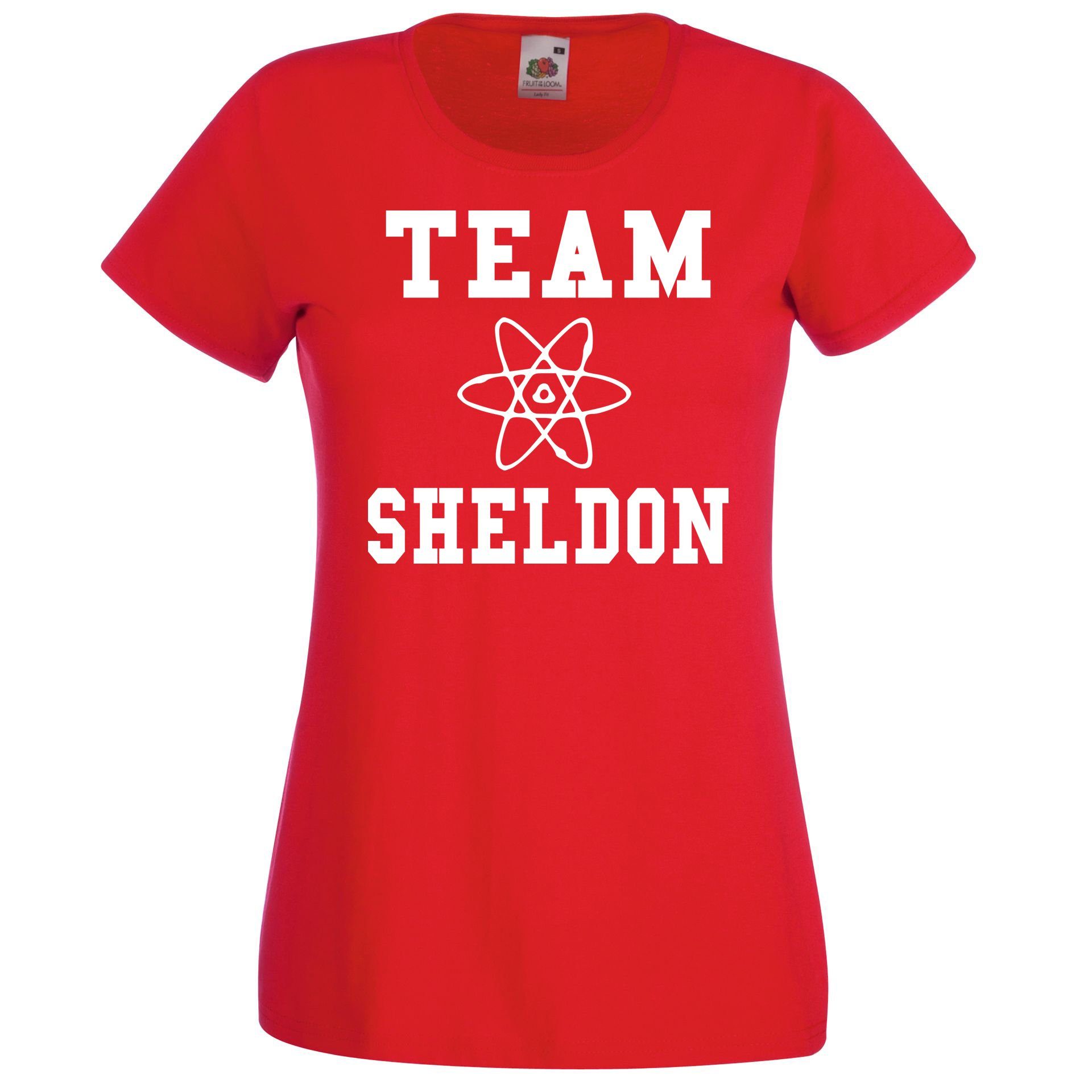 Youth Designz T-Shirt Team Sheldon Damen T-Shirt mit trendigem Motiv Rot