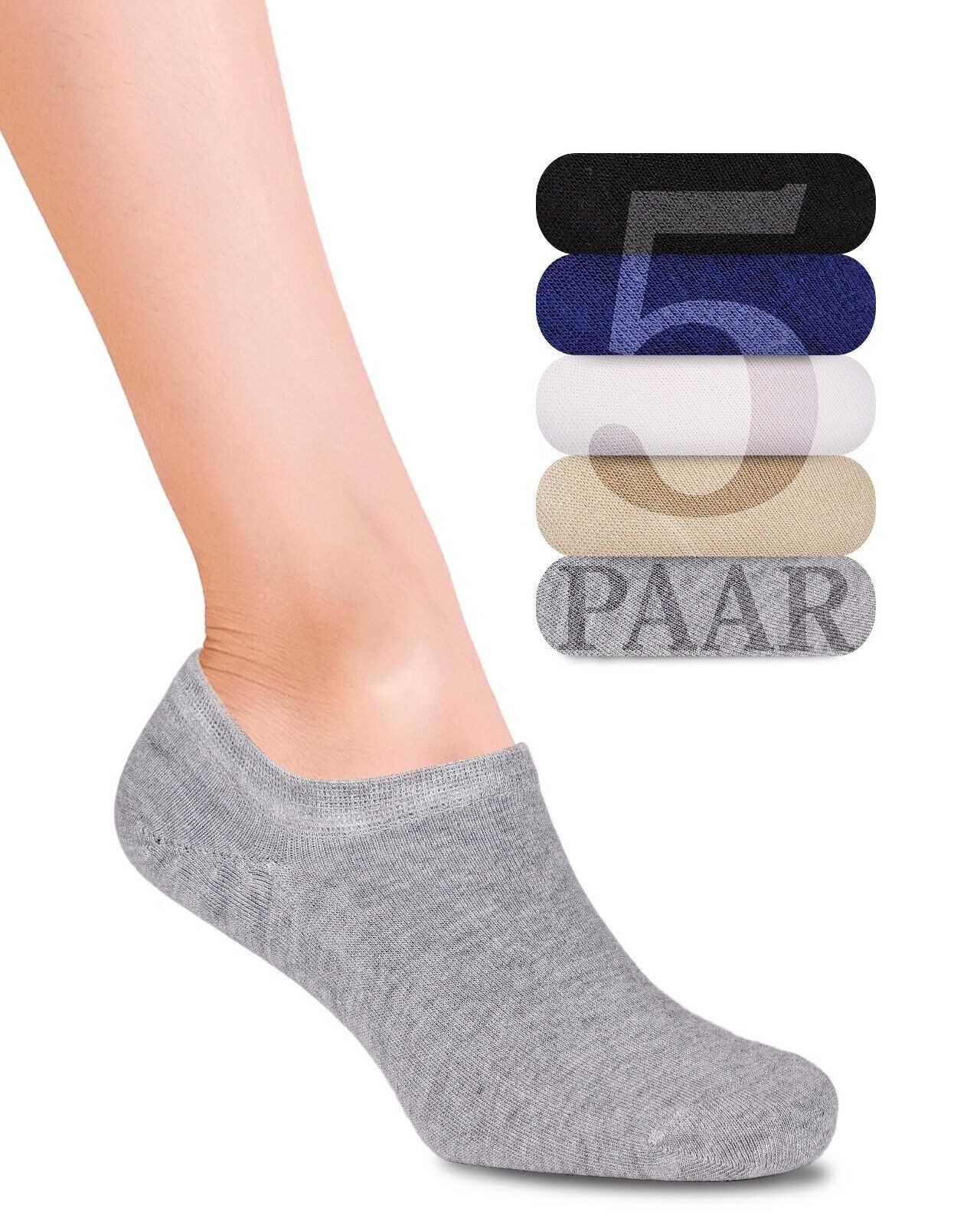 Sneakersocken 5 Paar Damen & Herren, Unisex-Socken, Füßlinge