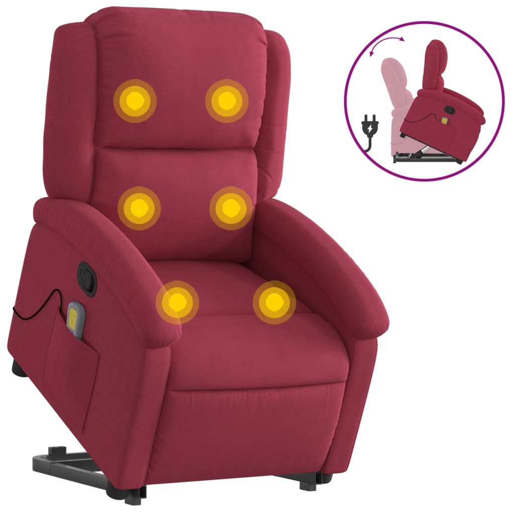 vidaXL Sessel Massagesessel mit Aufstehhilfe Weinrot günstig online kaufen