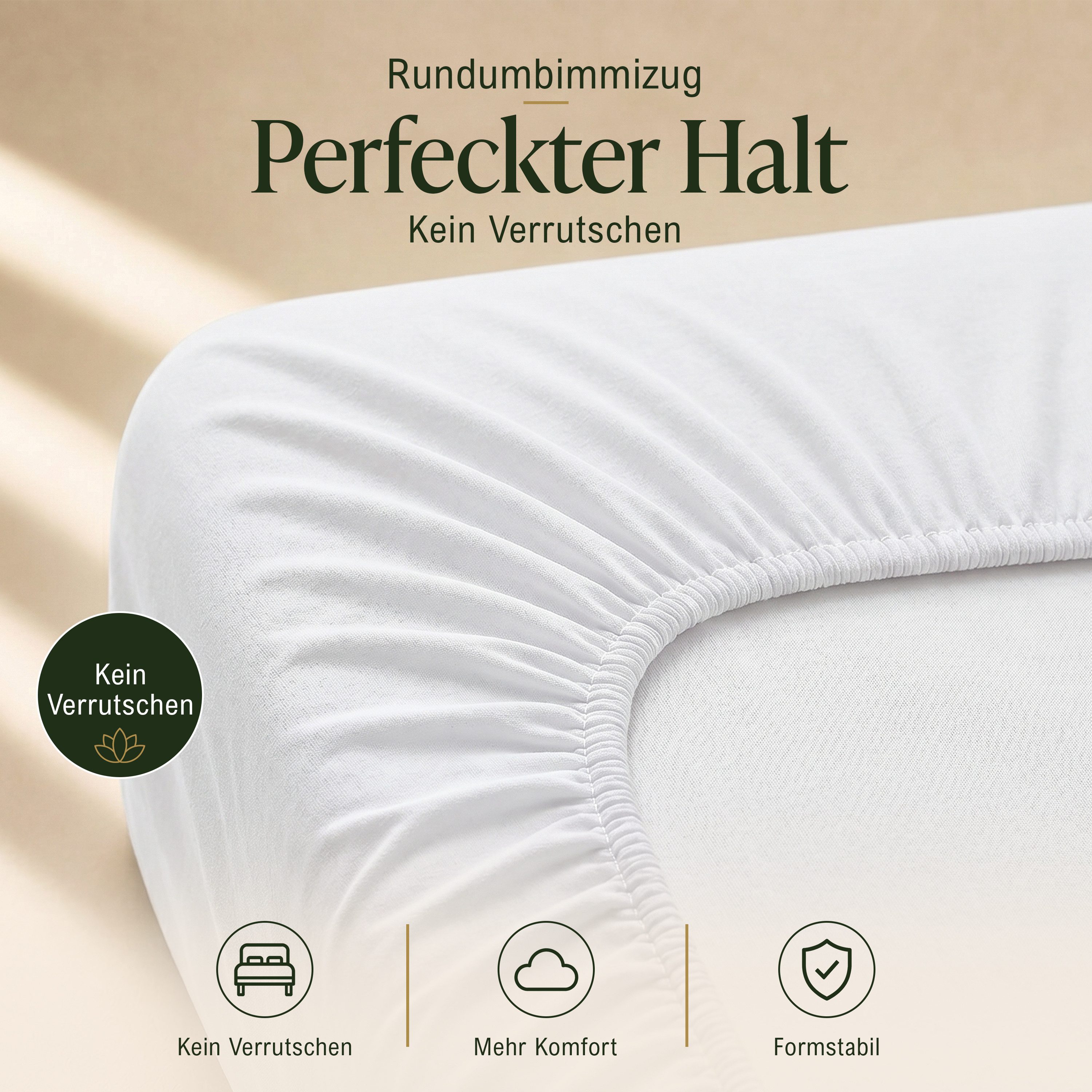 Malika Spannbettlaken Baumwolle weiches Ganzjahres-Spannbetttuch, Jersey Baumwolle, Gummizug: Ja, (1 Stück), Allergikergeeignet, Pflegeleicht und Atmungsaktiv – Bild 3 von 5