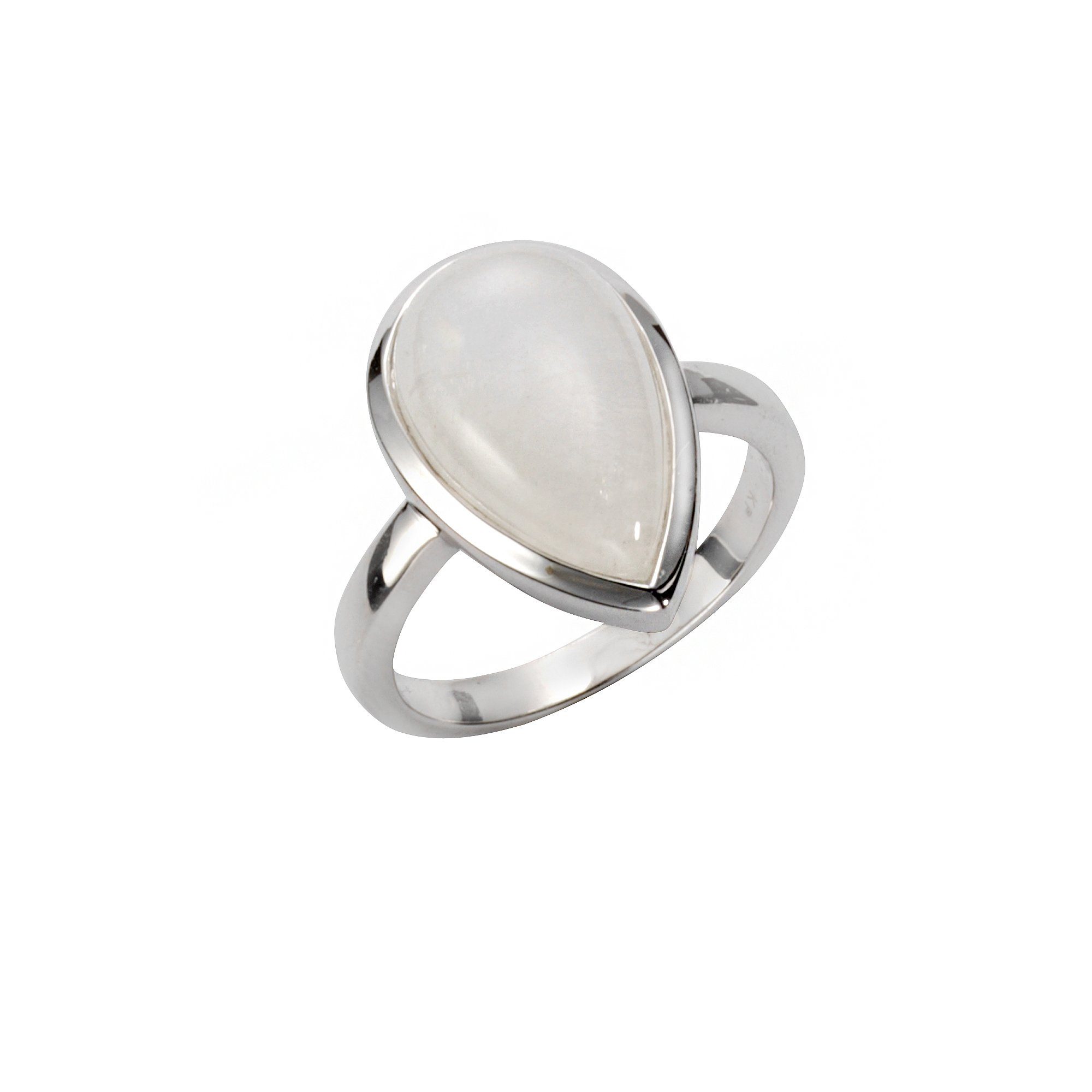 Jamelli Fingerring Silber 925 rhodiniert mit echtem Rainbow Mondstein 17x10,5mm
