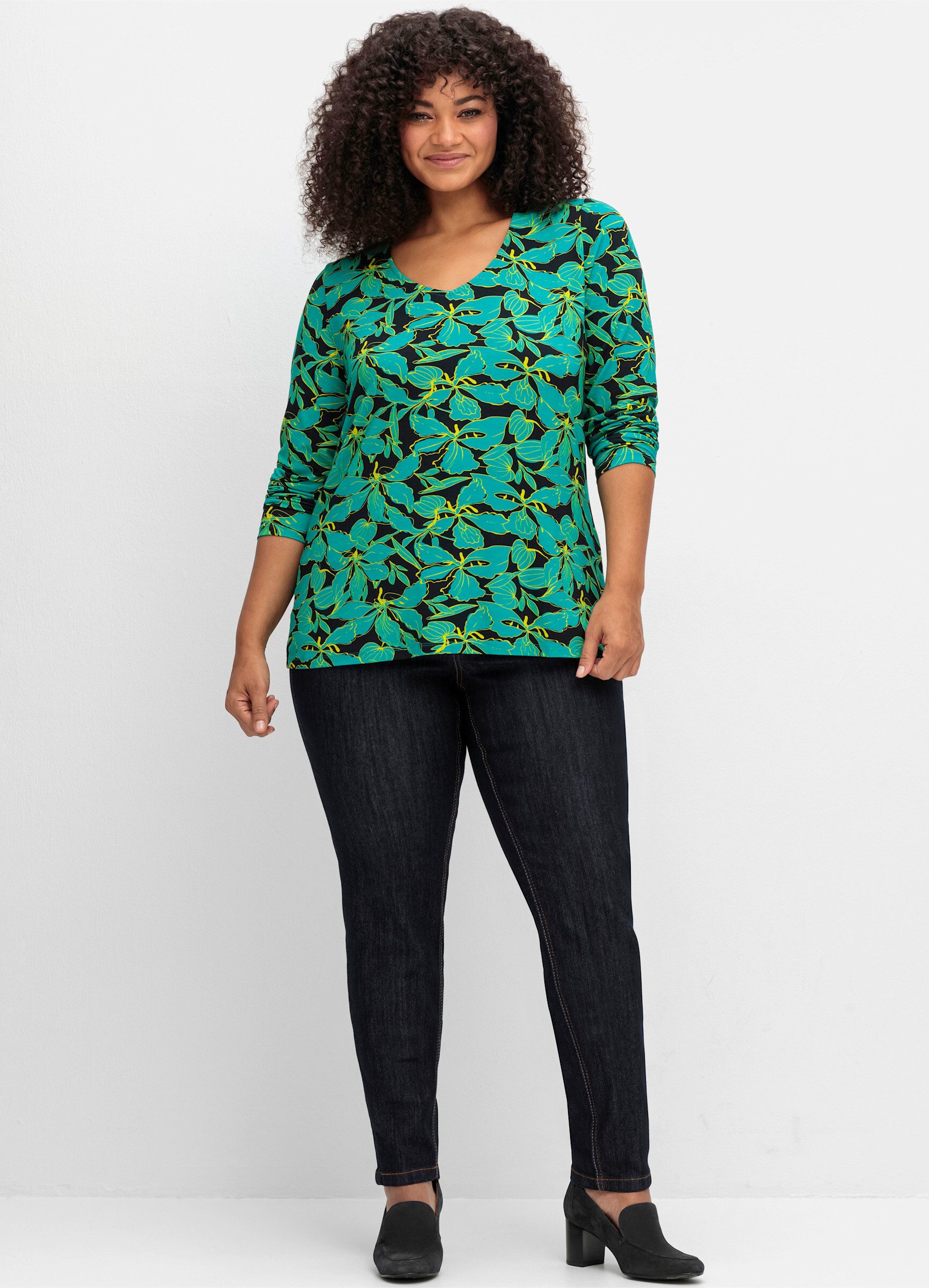 sheego by Joe Browns T-Shirt Langarmshirt . mit floralem Alloverprint günstig online kaufen