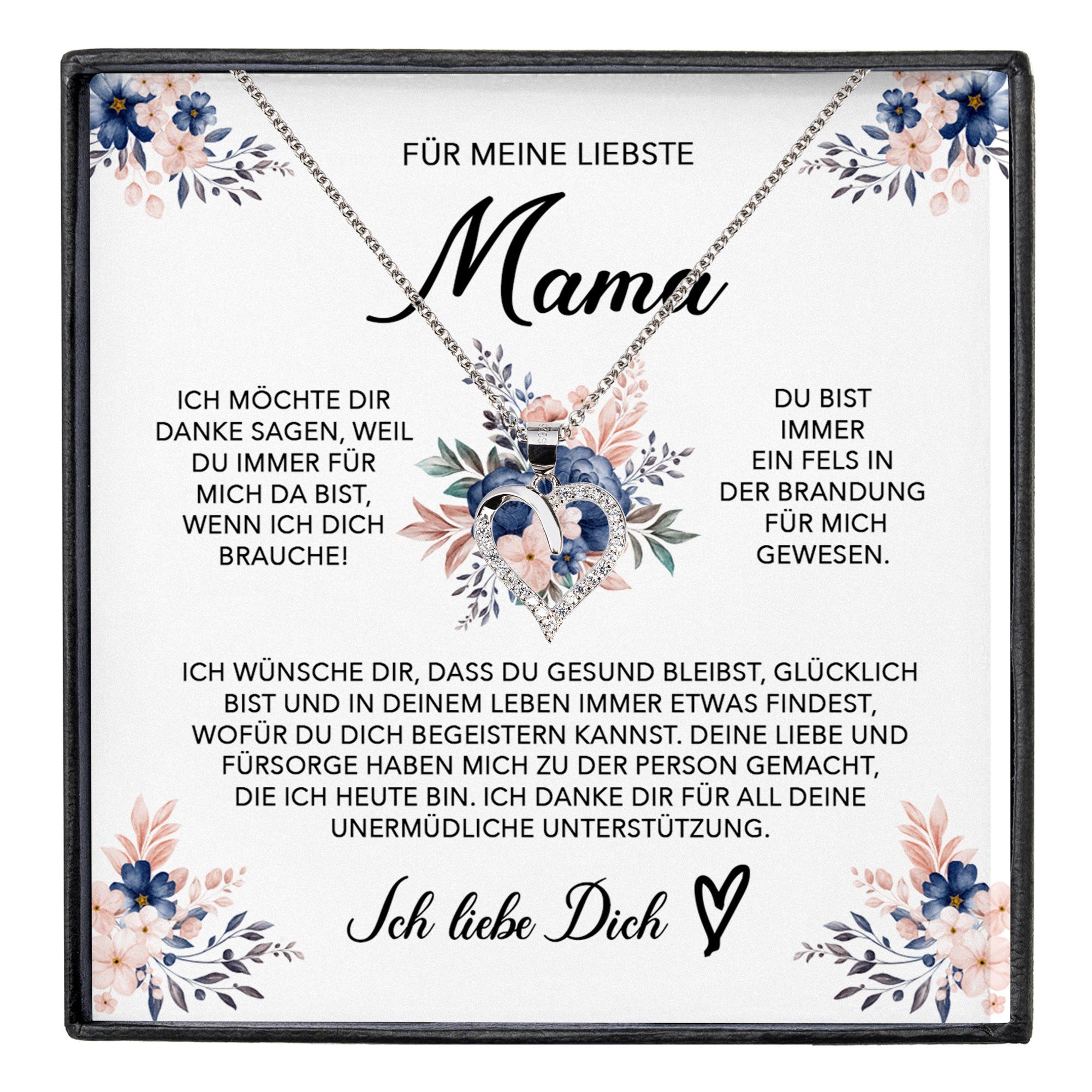 22Feels Schmuckset Liebste Mama Geschenk Kette Muttertag Frauen Schmuck Geburtstag Damen (inkl. Geschenktasche, Karte(n), Poliertuch, Beutel), Echt-Silber 925/000, Karte Made In Germany