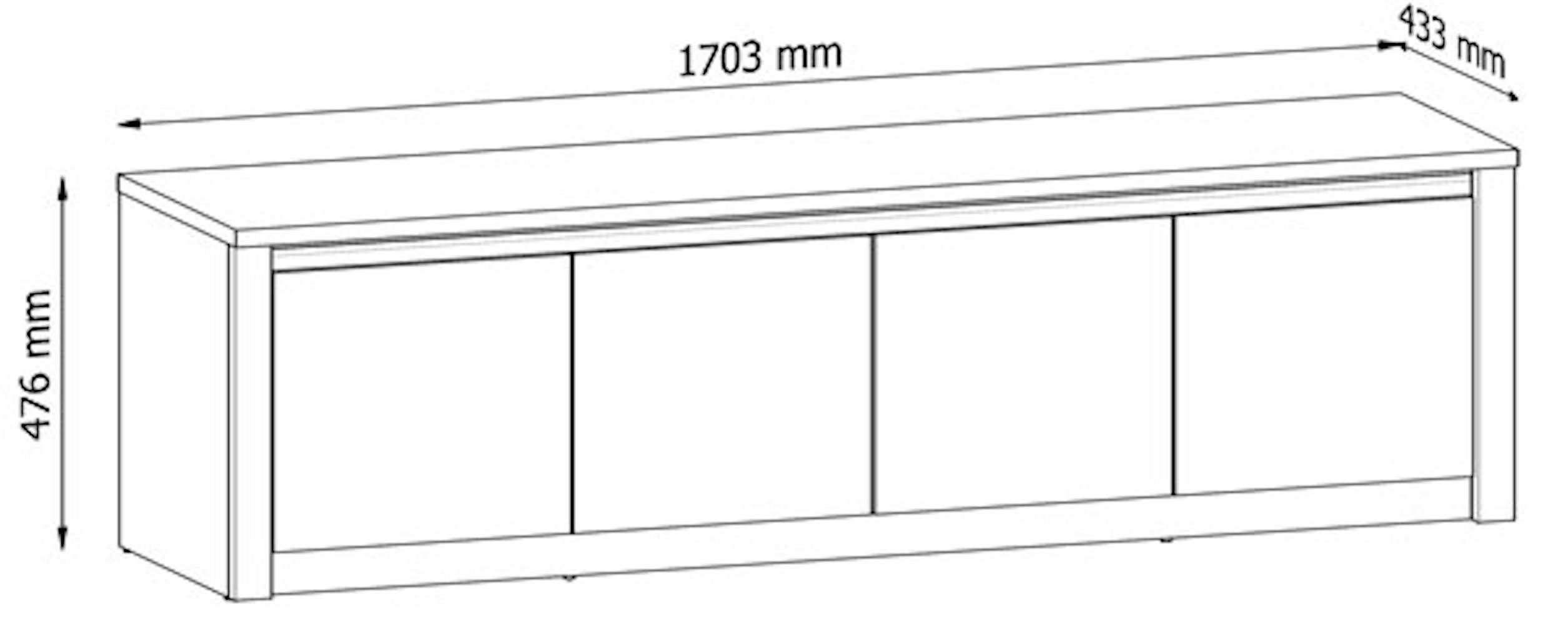 Feldmann-Wohnen Lowboard Montana (mit Türen, Grifflos, 1 St., moderne Optik, mit Türen), 170x43x47cm Eiche Lefkas Grifflos