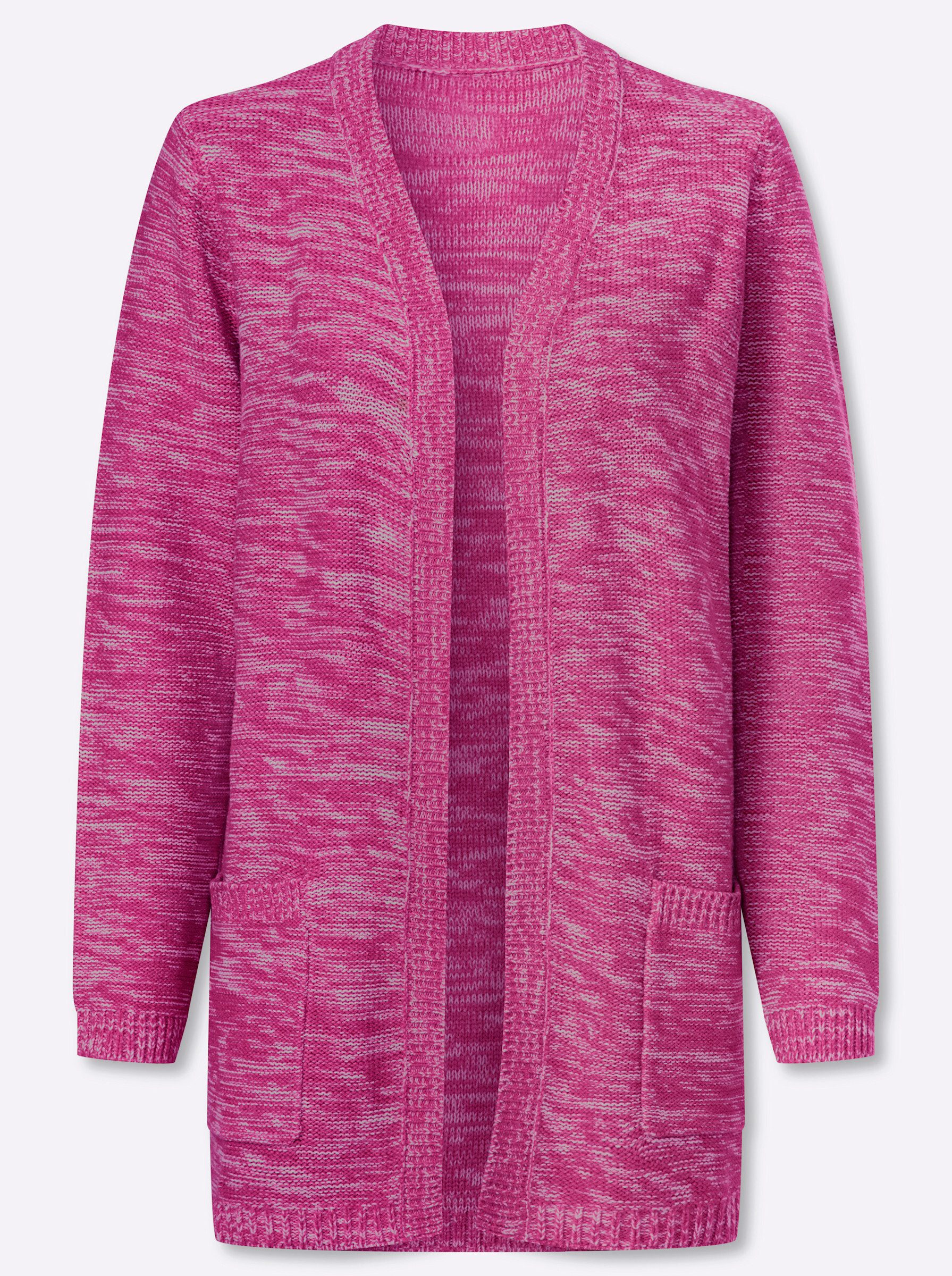 Strickjacke Long-Strickjacke Langarm Links-Strick