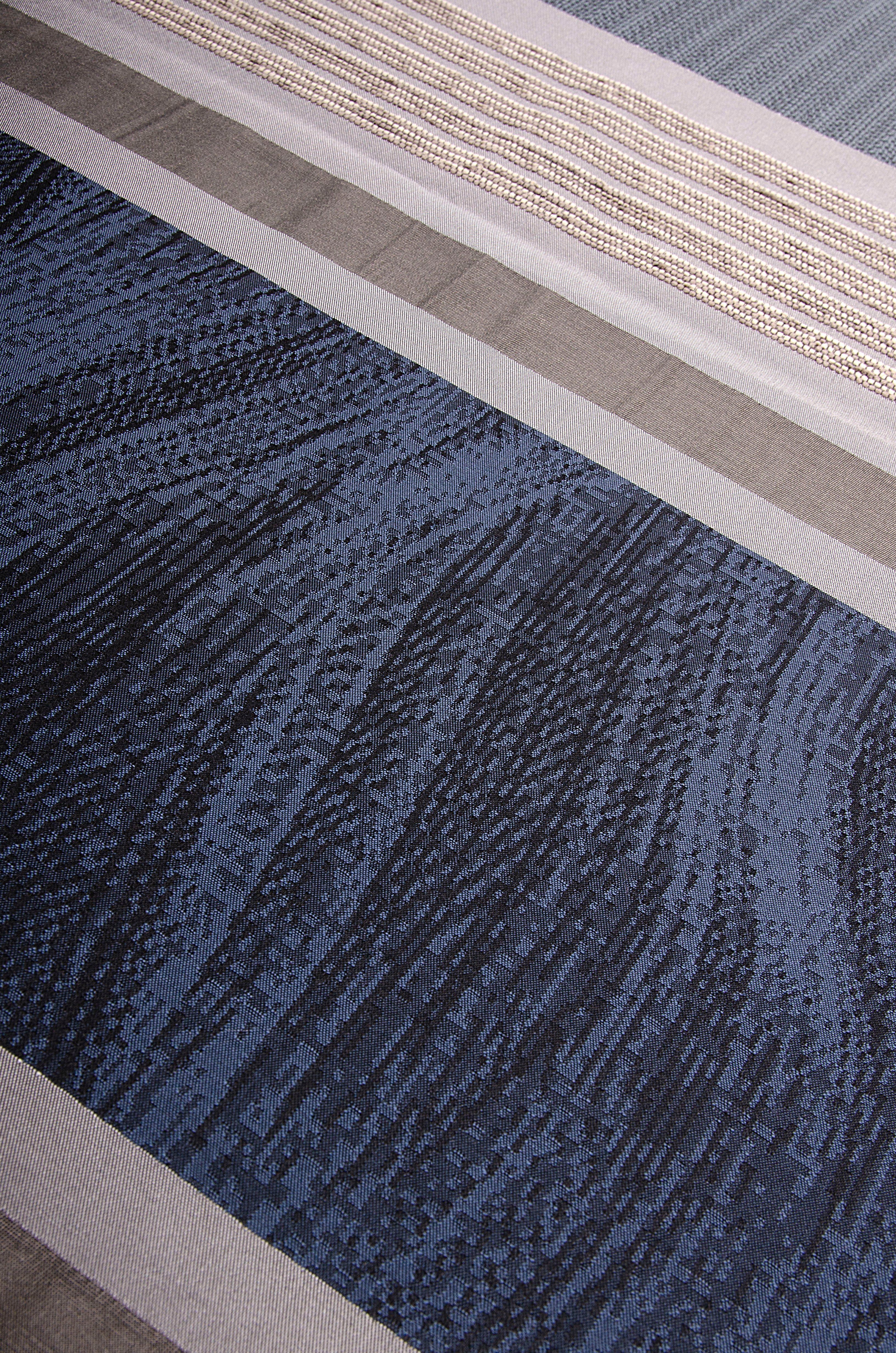 Vorhang Timon, blau/schwarz St), raffinierte blickdicht, Jacquardmusterung Multifunktionsband (1 Jacquard, for Neutex you