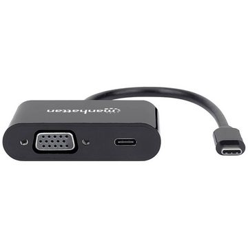 MANHATTAN USB-C® auf VGA- mit Power Delivery-Ladeport USB-Adapter, beidseitig verwendbarer Stecker, mit Ladebuchse