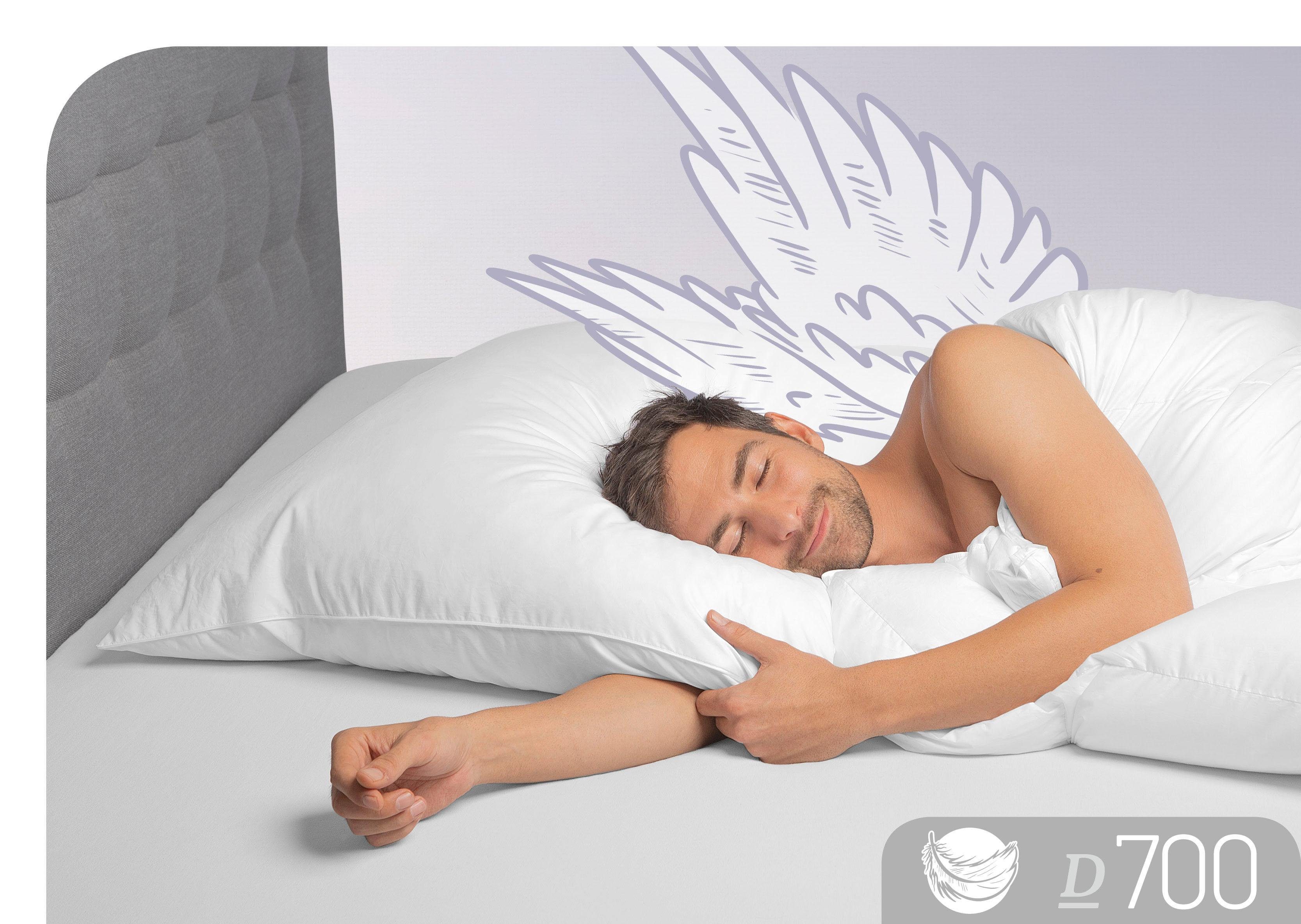 Schlafstil 3-Kammer-Kopfkissen D700, Füllung: Aussen: 100% Gänsedaunen; Innen: 100% Gänsefedern, Bezug: 100% Baumwolle, hergestellt in Deutschland, allergikerfreundlich