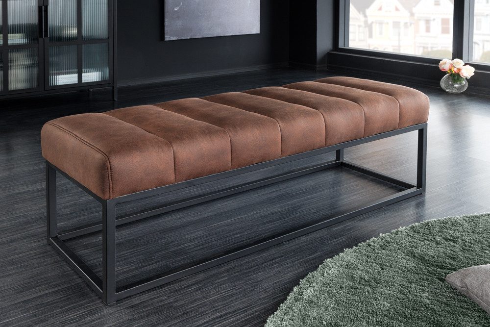 riess-ambiente Sitzbank PETIT BEAUTÉ 110cm antik braun / schwarz (Einzelartikel, 1-St), Flur · Microfaser · Metall · Schlafzimmer · Design