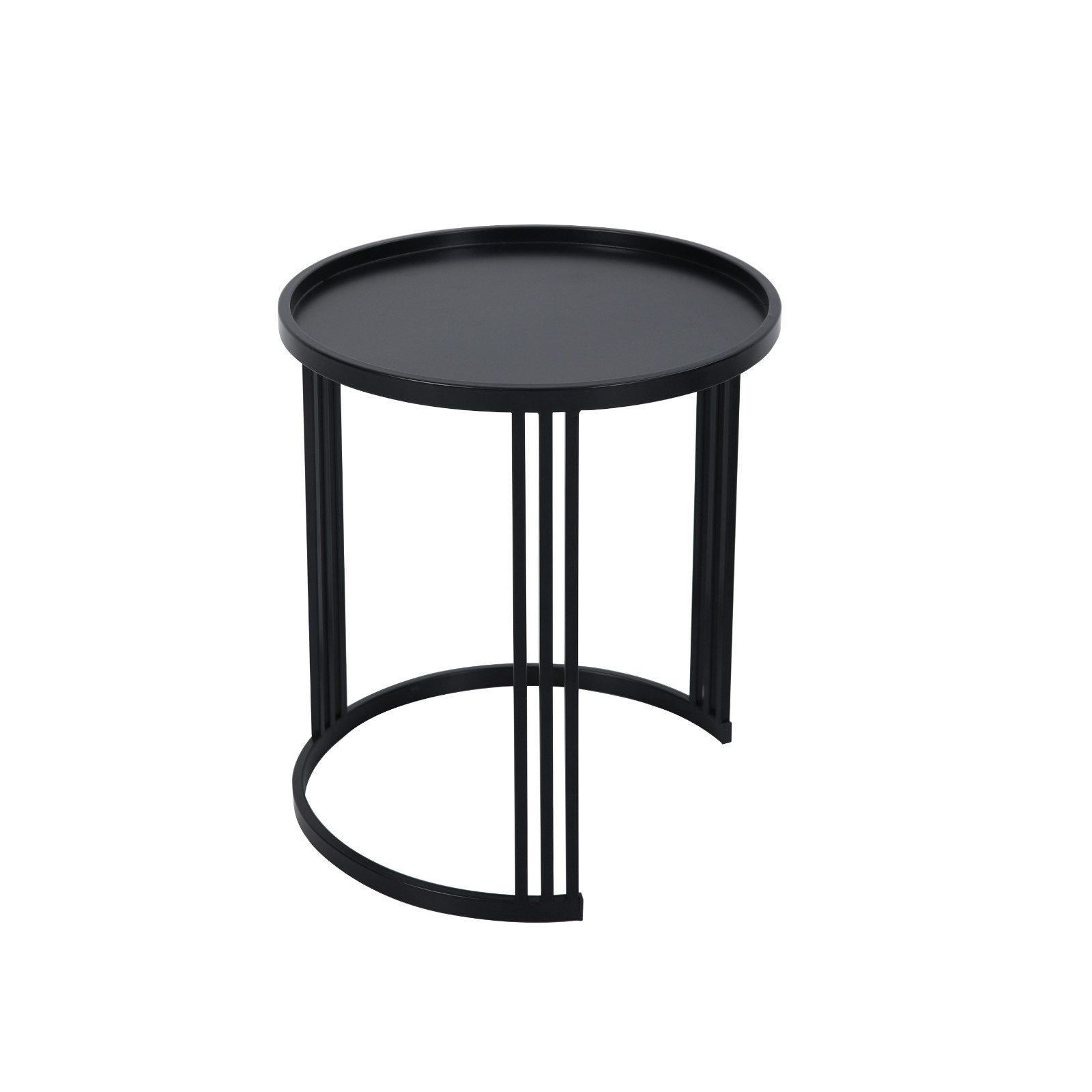 SVITA Beistelltisch LADAR (2er Set), Couchtisch Kaffeetisch Satztisch Rund Pulverbeschichtet, Schwarz