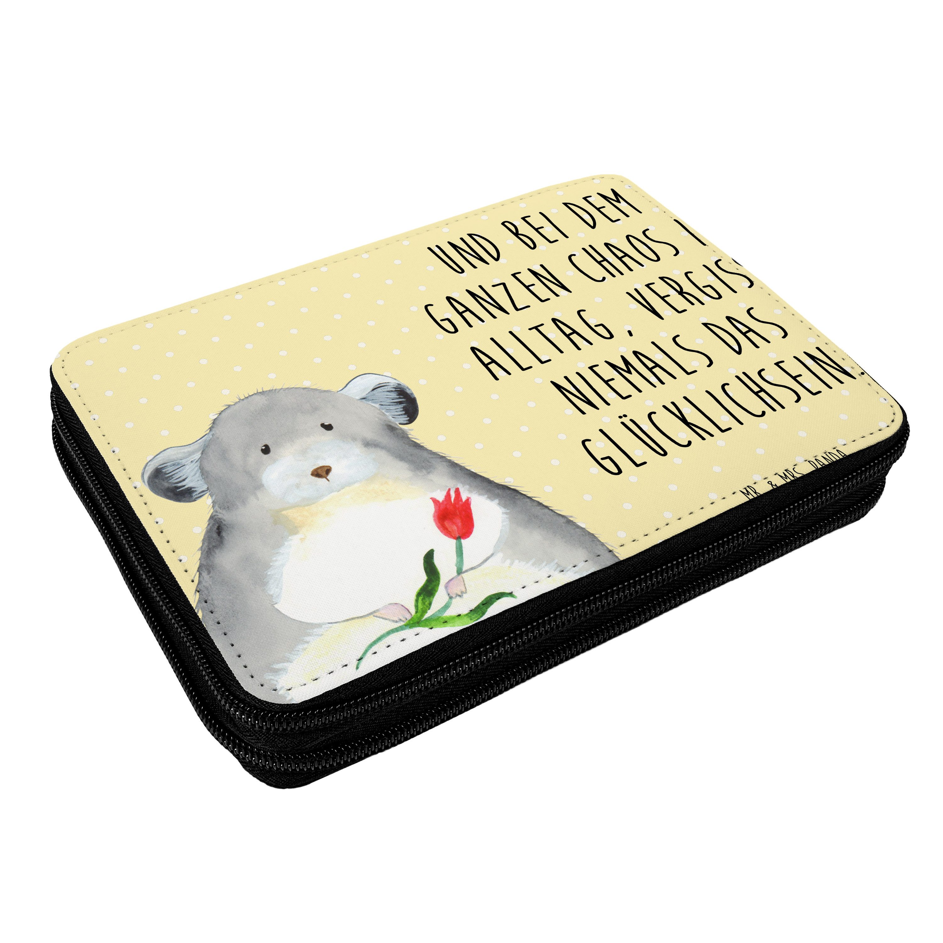 Mr. & Mrs. Panda Federmäppchen Chinchilla Blume Motiv, Stiftemappe, Gelb Pastell, Büro, Lustige Sprü, (Packung, 1-tlg)