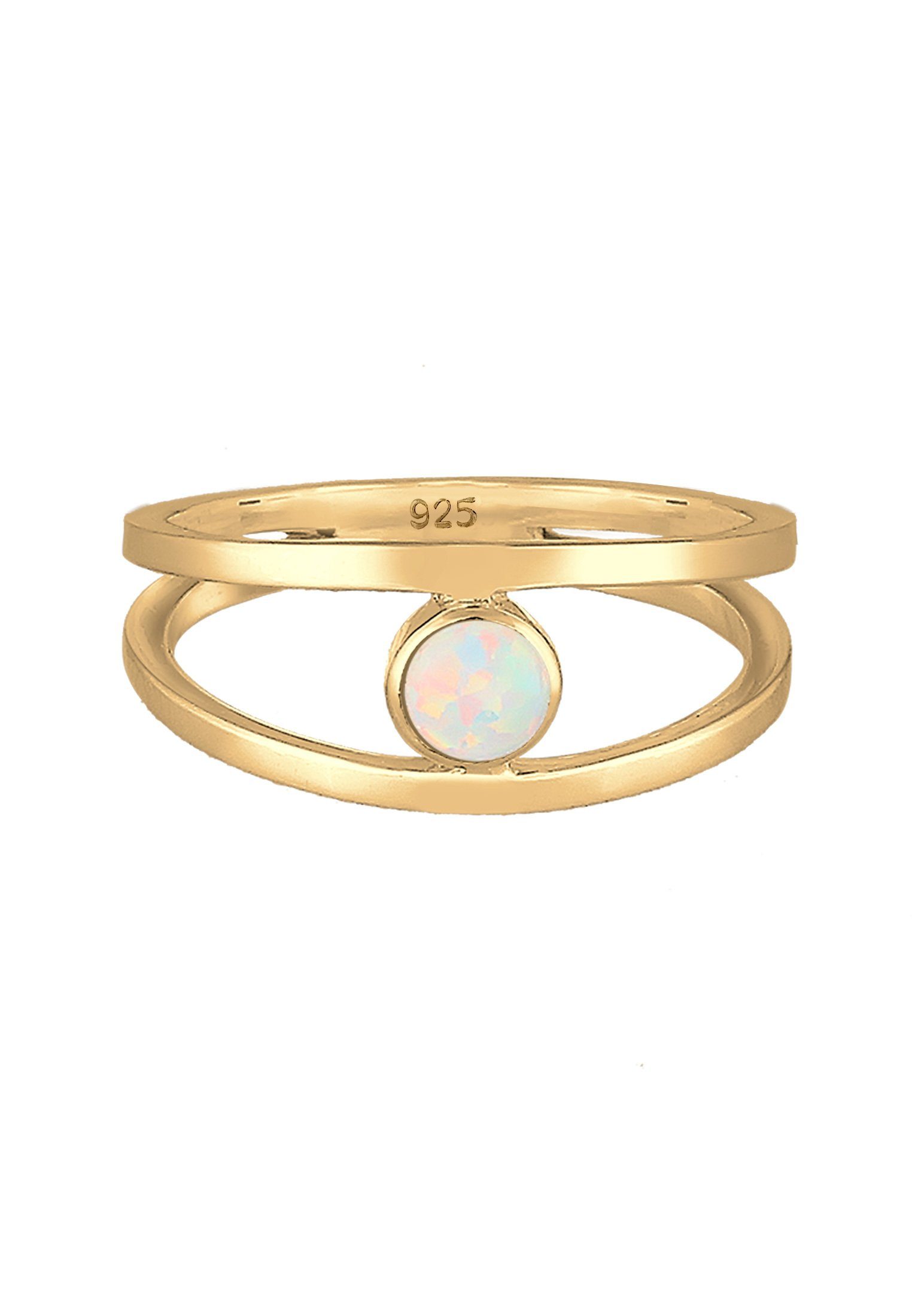 Elli Fingerring Bandring Zweireihig Synthetischer Opal günstig online kaufen