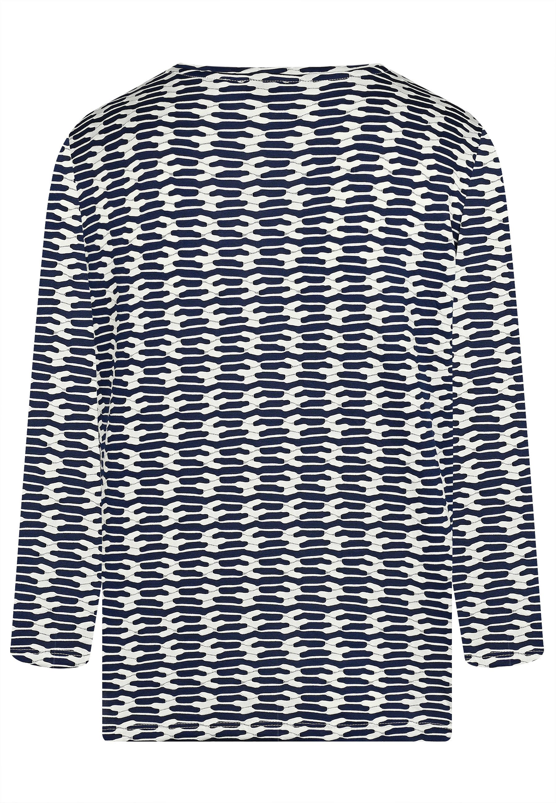 elanza T-Shirt Shirt mit Jacquard-Muster in Dunkelblau/Weiß (1-tlg) günstig online kaufen