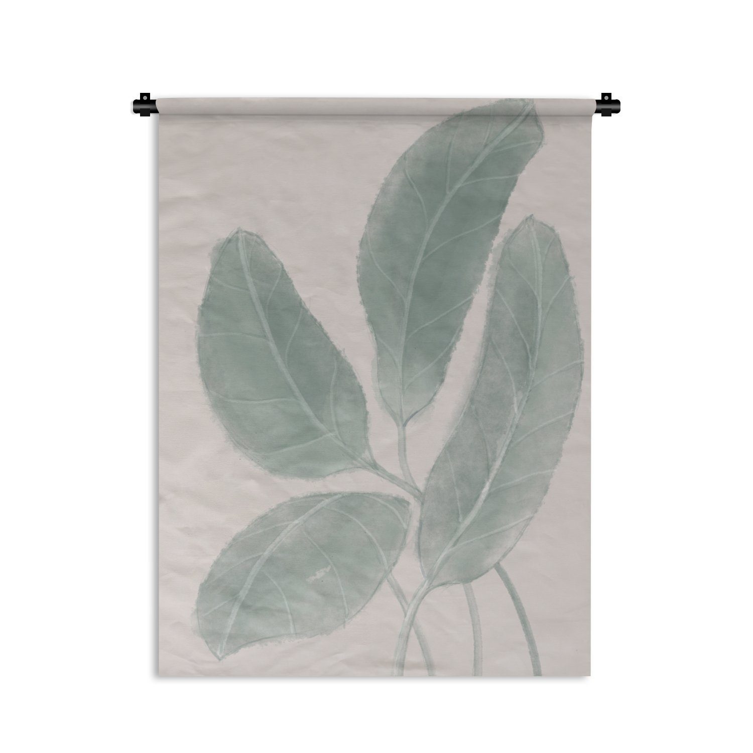 MuchoWow Wanddekoobjekt Blätter - Pflanzen - Natur - Abstrakt - Beige, Deko für an der Wand, Wohnzimmer, Tapisserie, Schlafzimmer