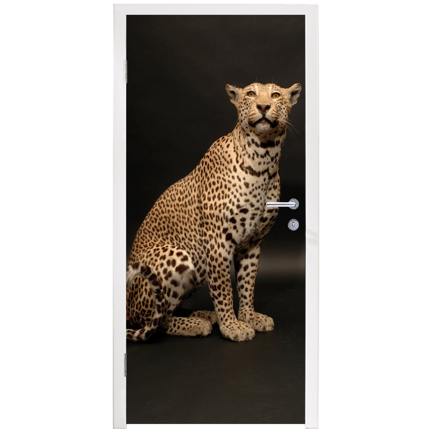 MuchoWow Türtapete bedruckt, Matt, (1 Tür, - Fototapete Fleck, Türaufkleber, Tiere - 75x205 cm St), Leopard für
