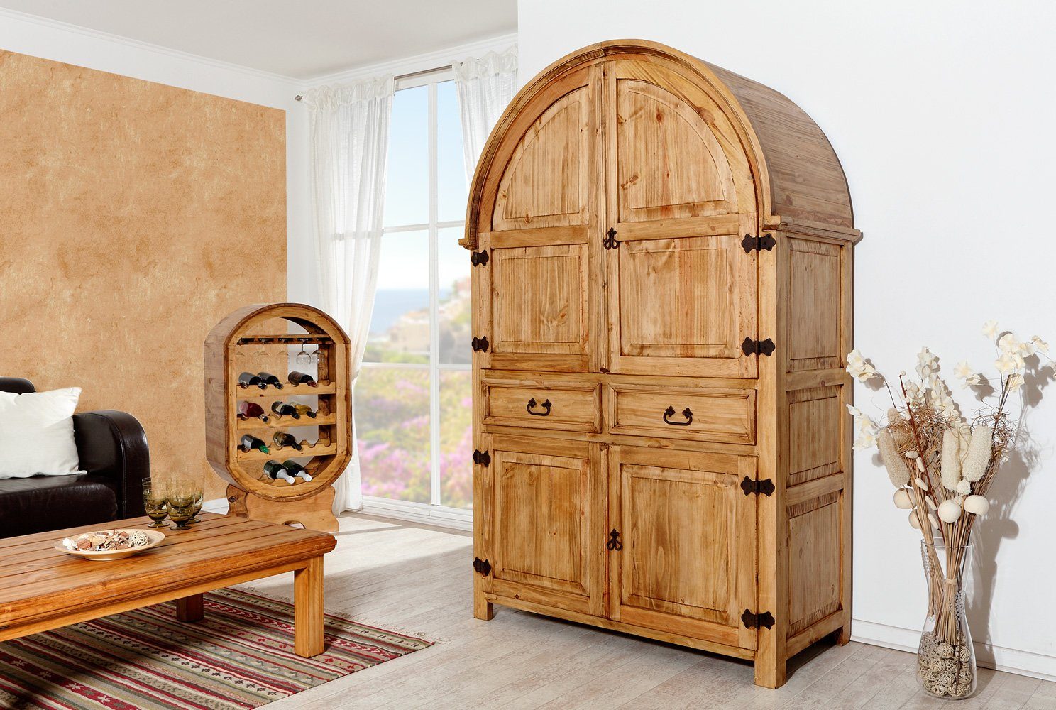 1a Direktimport Mehrzweckschrank Mexico Möbel Rundbogenschrank Wohnschrank Pinie massiv Landhaus