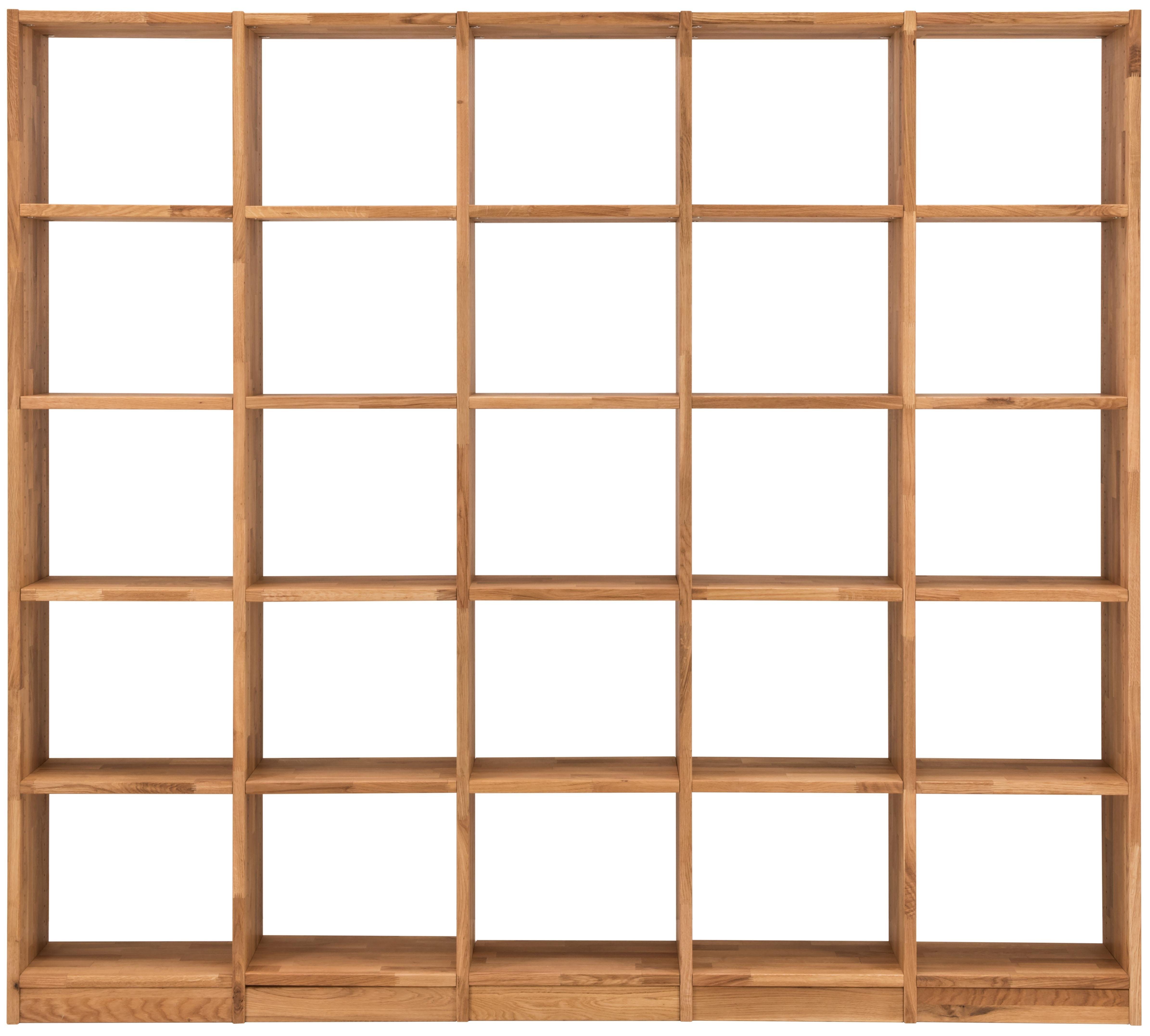 Home affaire Regalelement Ecko, aus schönem massivem Wildeichenholz, Breite 225 cm, mit 25 Fächern. Reduzierter Preis € 2.684,06. Unverbindliche Preisempfehlung € 3.912,00