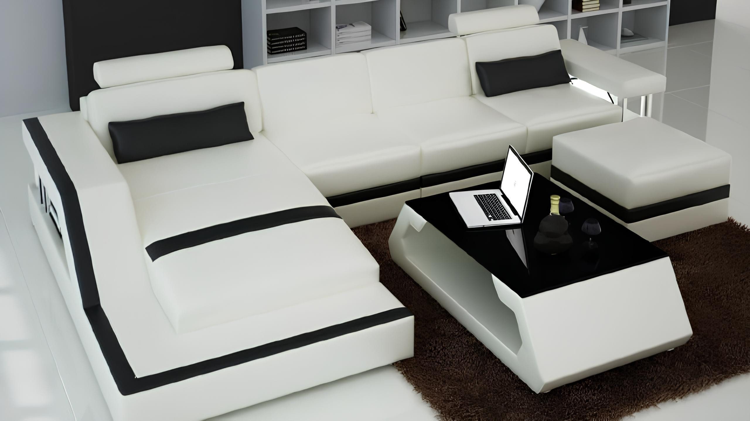 Xlmoebel Ecksofa Designer Wohnlandschaft Hamburg III aus Leder mit USB-Anschluss, Hergestellt in Europa