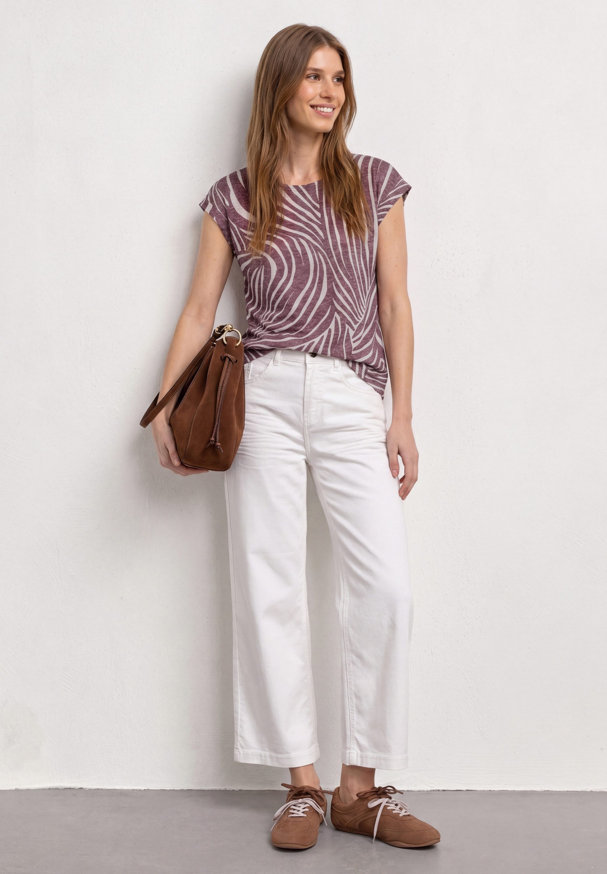STREET ONE Shirttop Sommershirt im Ausbrenner-Look/mit Allover-Print