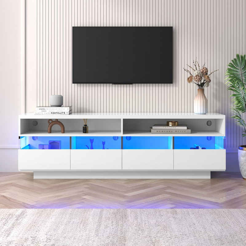 OKWISH Lowboard TV-Schrank (TV-Ständer hochglanz mit LED), Breite: 173,5cm