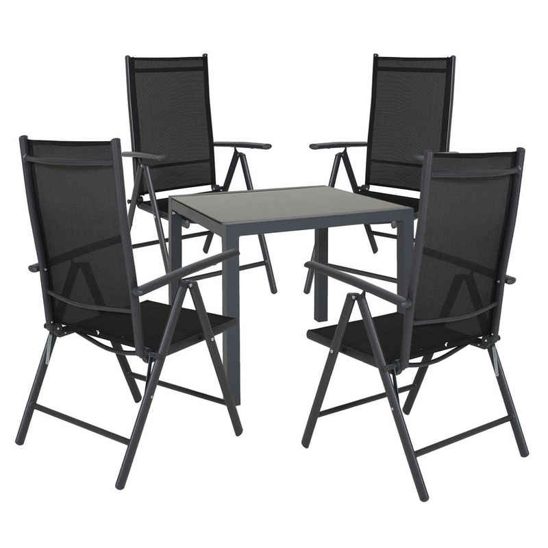 SVITA Balkonset SVITA Garten-Set, (Set, 5-tlg., Esstisch mit 4 Stühlen), platzsparende Klappstühle, Tisch mit 4 Stühlen