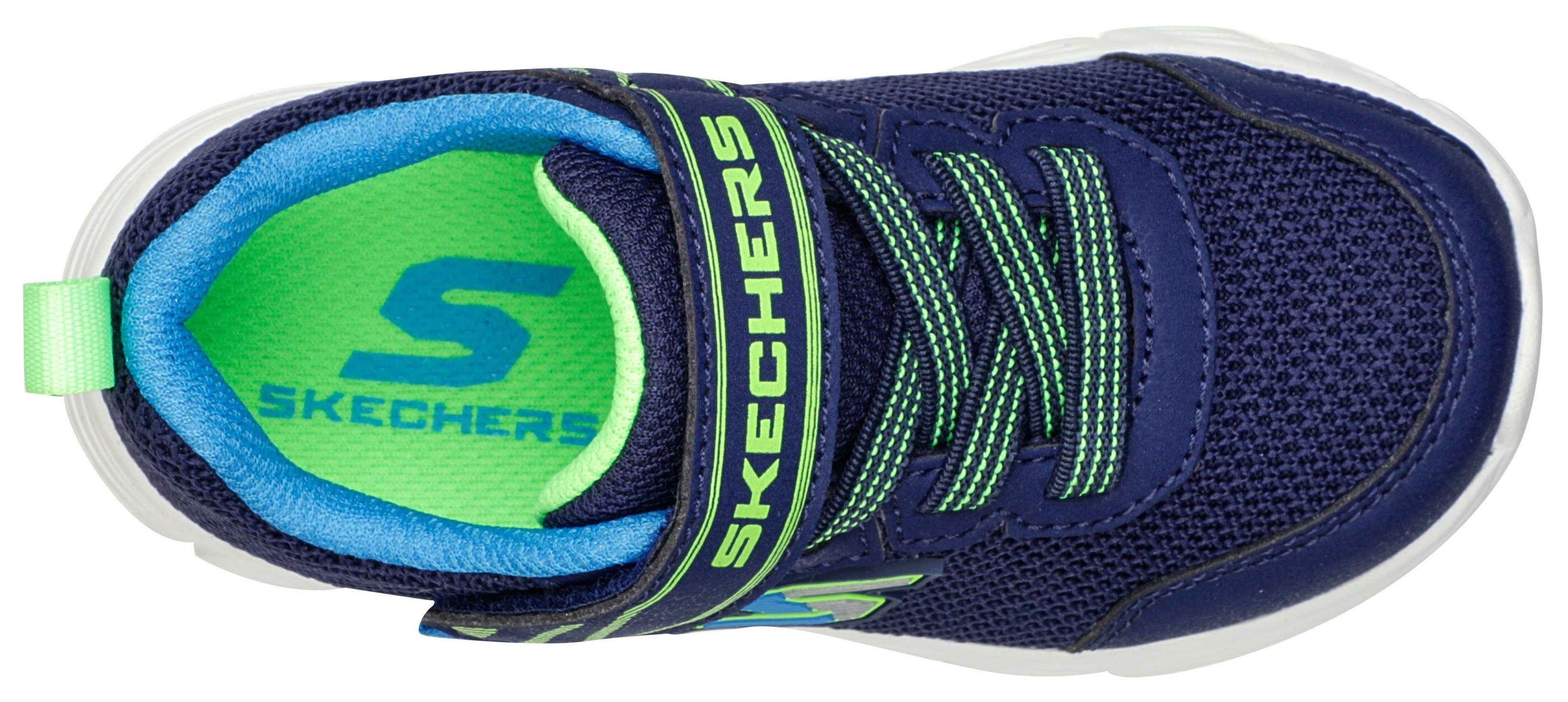 Skechers COMFY TRAINER MINI Sneaker FLEX und Gummizug mit Kids navy-grün Klettverschluss