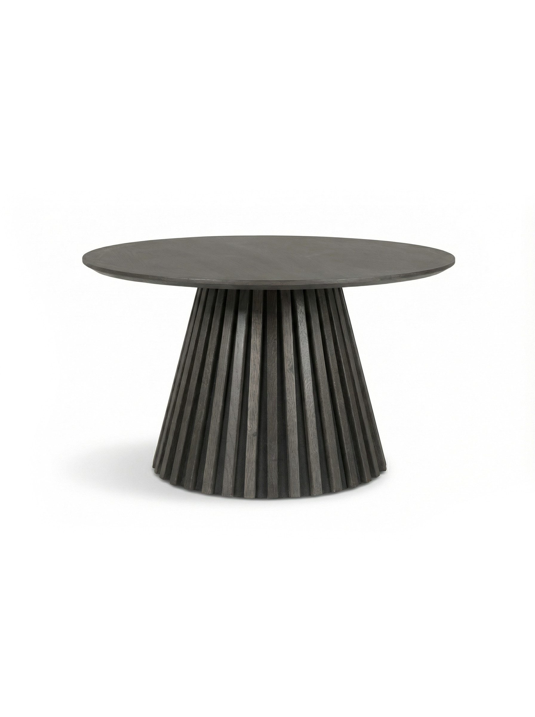 faee Couchtisch Lagom, rund, aus Eiche furniert schwarz, Gestell mit Lamellenstruktur. Reduzierter Preis € 229,00. Unverbindliche Preisempfehlung € 279,00