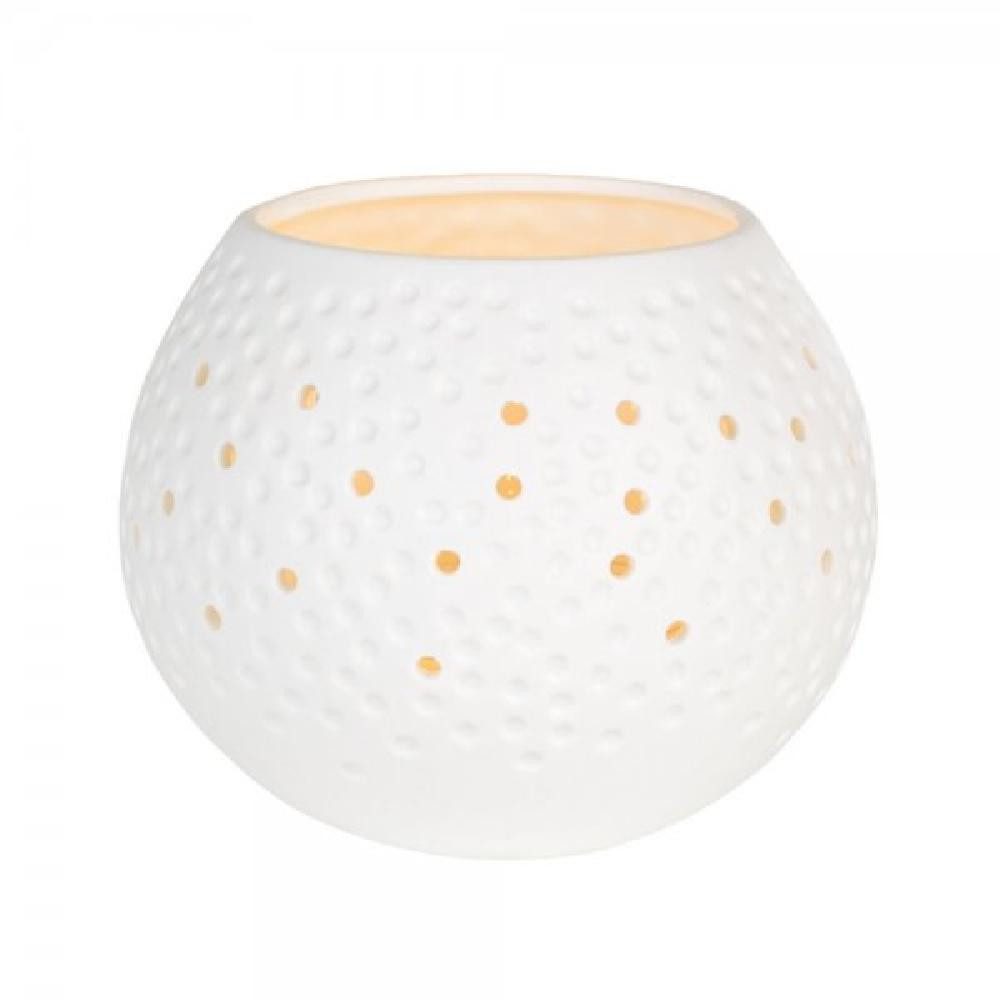 Windlicht Design Teelichthalter Lichttasse Punkte Weiß (9cm)