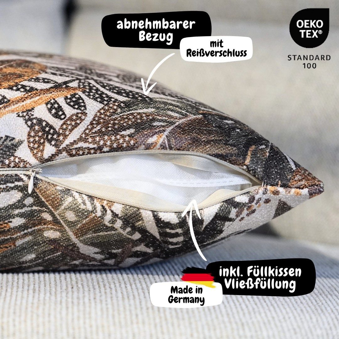 REALLaxx Dekokissen Kalen Veneria, Sofakissen, 40 x 60 oder 50 x 50 cm, Kissenbezug mit Füllung, Dschungel