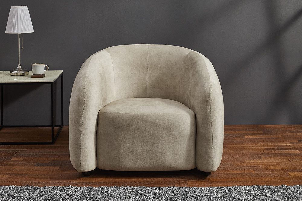 riess-ambiente Loungesessel VOGUE 95cm beige – Sessel mit Armlehnen, Samtbezug, modern (Einzelartikel, 1-St), komfortabler Sessel mit weichem Bezug – ideal für stilvolle Wohnzimmer