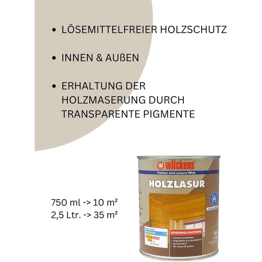 Wilckens Farben Holzschutzlasur Holzlasur LF Lasur, seidenglänzend, Weiß, 750 ml
