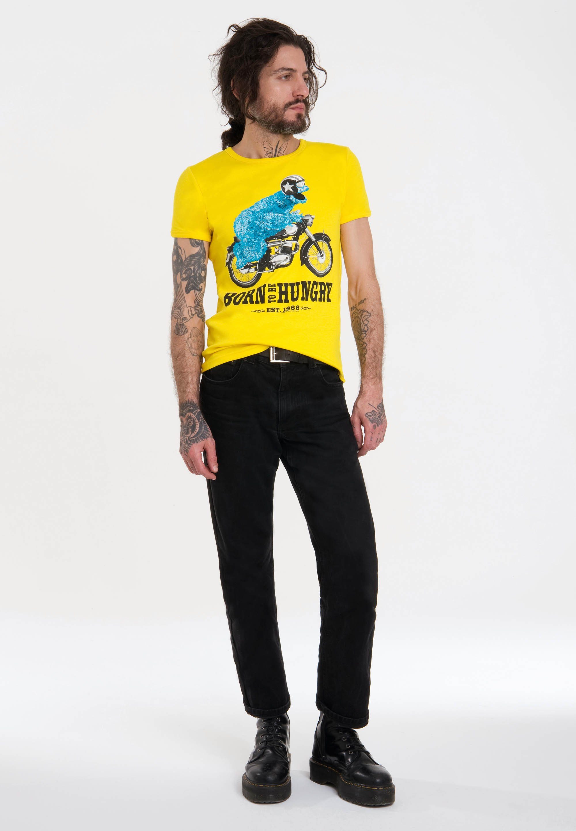 LOGOSHIRT T-Shirt Sesamstraße - Krümelmonster Motorrad günstig online kaufen