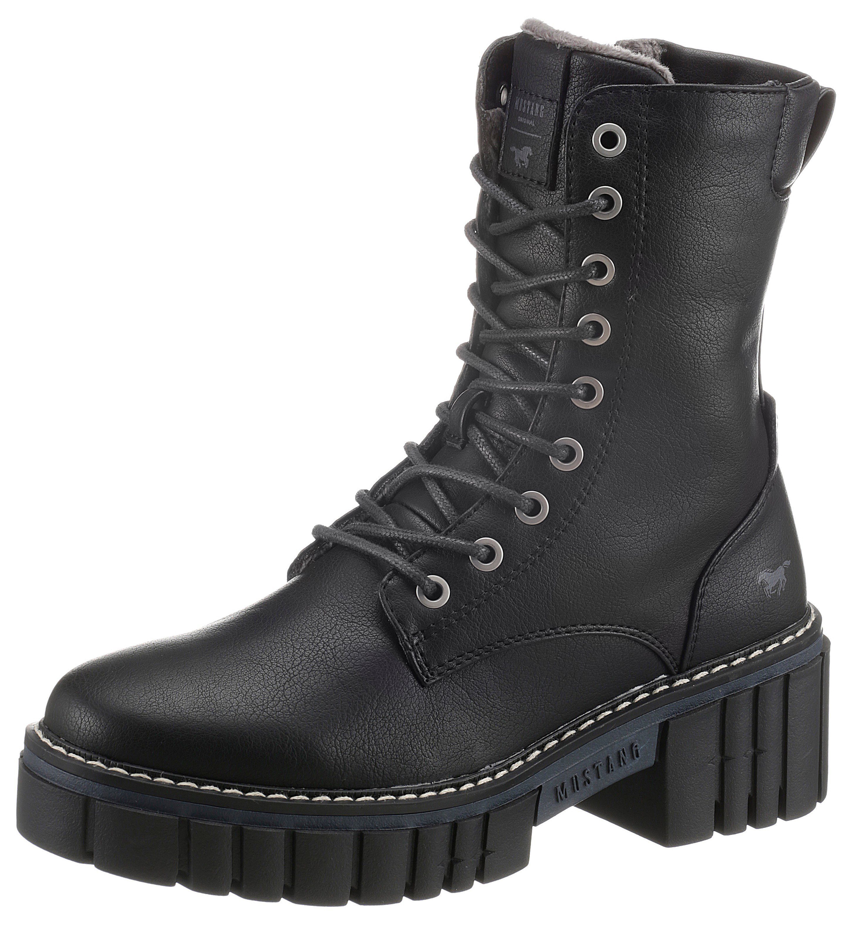 Mustang Shoes Schnürstiefelette mit Plateau schwarz | 