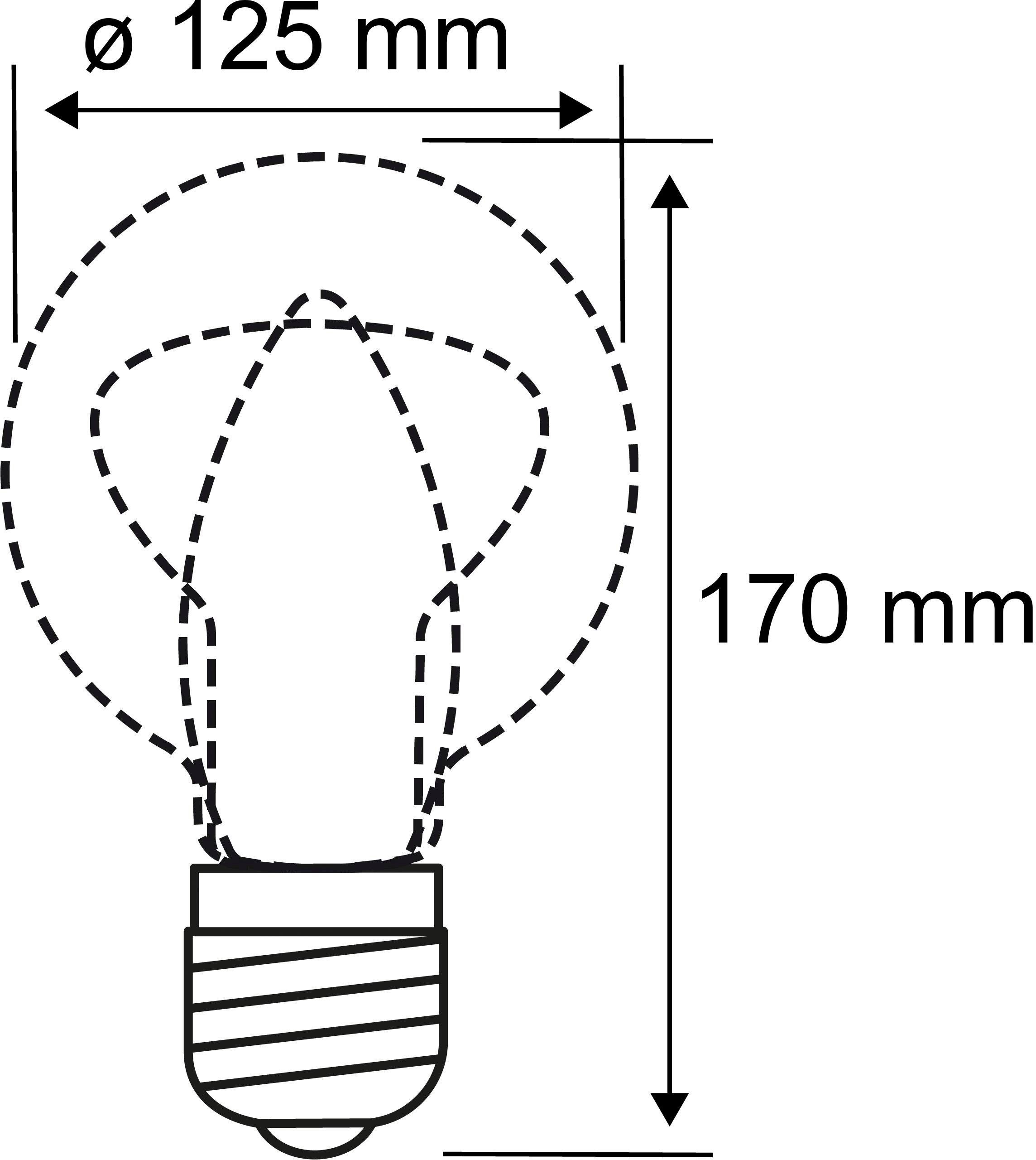 1 matt 125mm Warmweiß Paulmann St., Globe liniert, Schwarz Ringspiegel E27, LED-Leuchtmittel