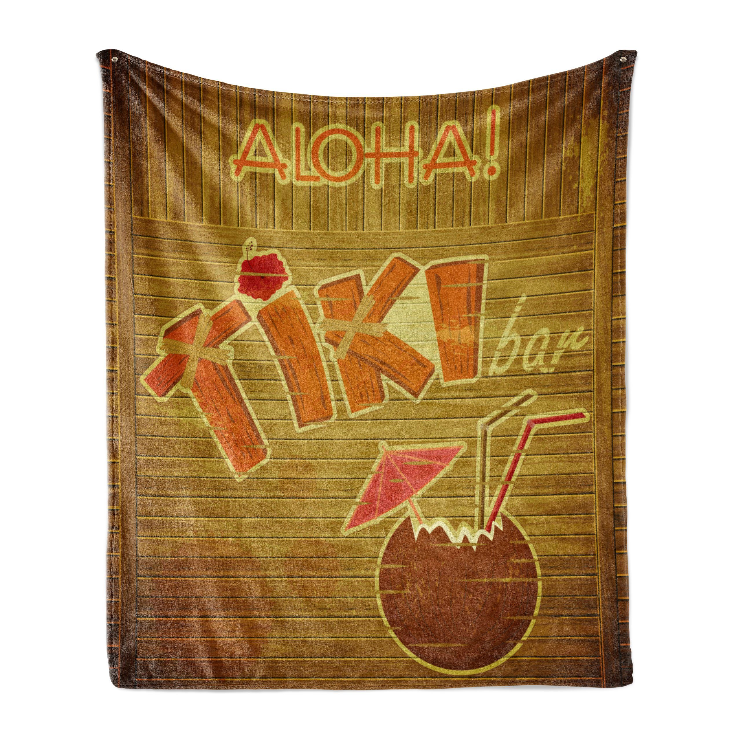 Wohndecke Gemütlicher Plüsch für den Innen- und Außenbereich, Abakuhaus, Tiki Bar Holz Plank Aloha