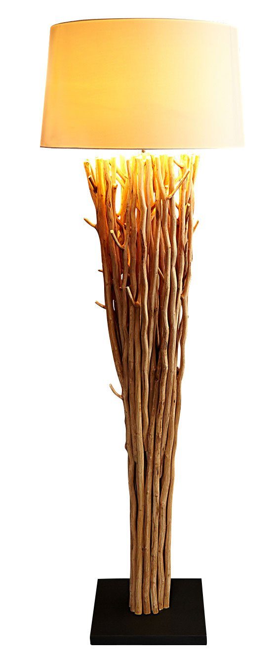 Levandeo® Stehlampe, Lampe Stehlampe 175cm Holz Natur Beige Holzlampe Unikat Treibholz Variante 3 | Standleuchten