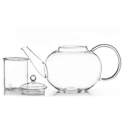 Dimono Teekanne »Mundgeblasene Teekanne mit Teefilter & Teesieb«, 1.5 l, Glas-Kanne mit Filtereinsatz