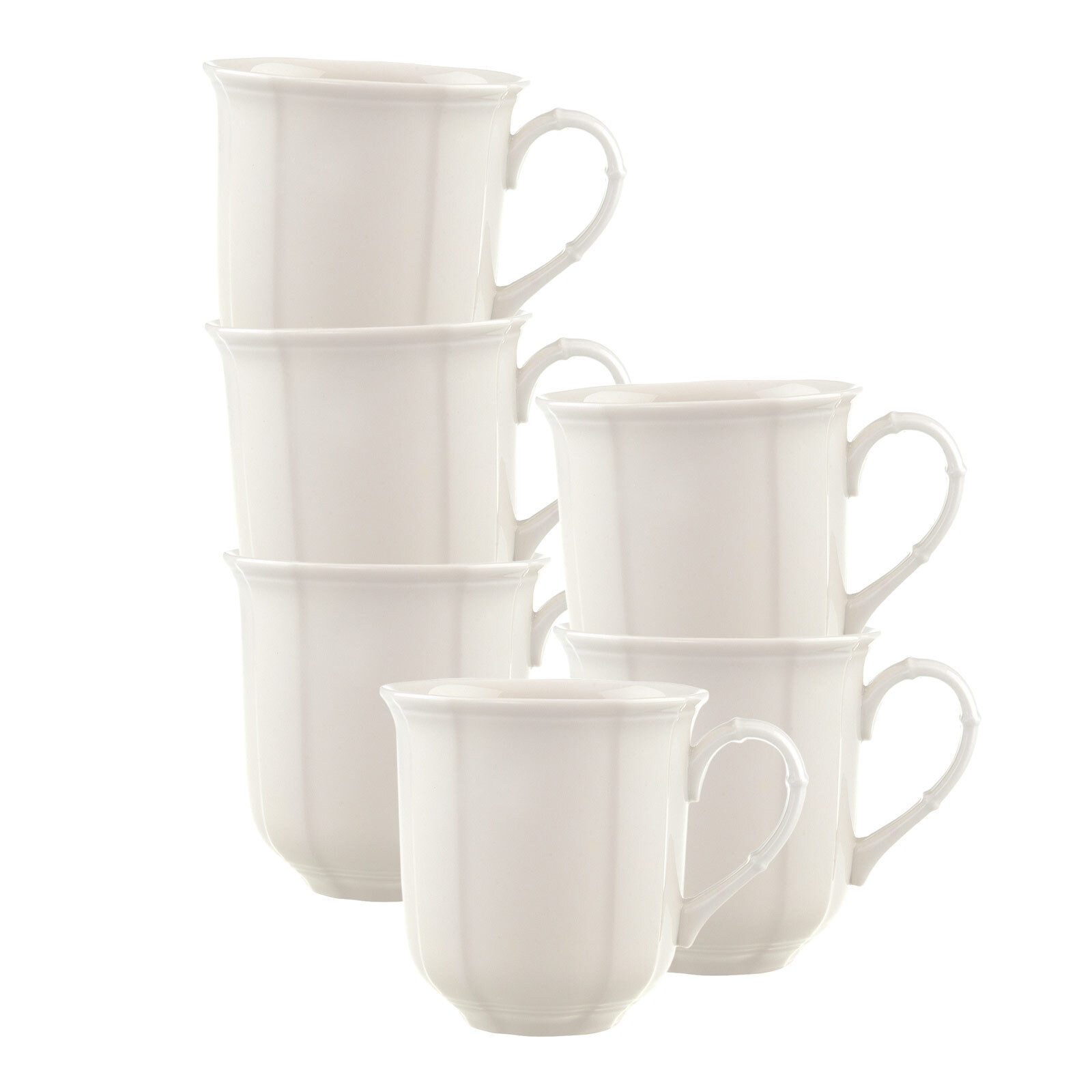 Villeroy & Boch Becher Manoir Henkelbecher 300 ml 6er Set, 6-tlg., Porzellan