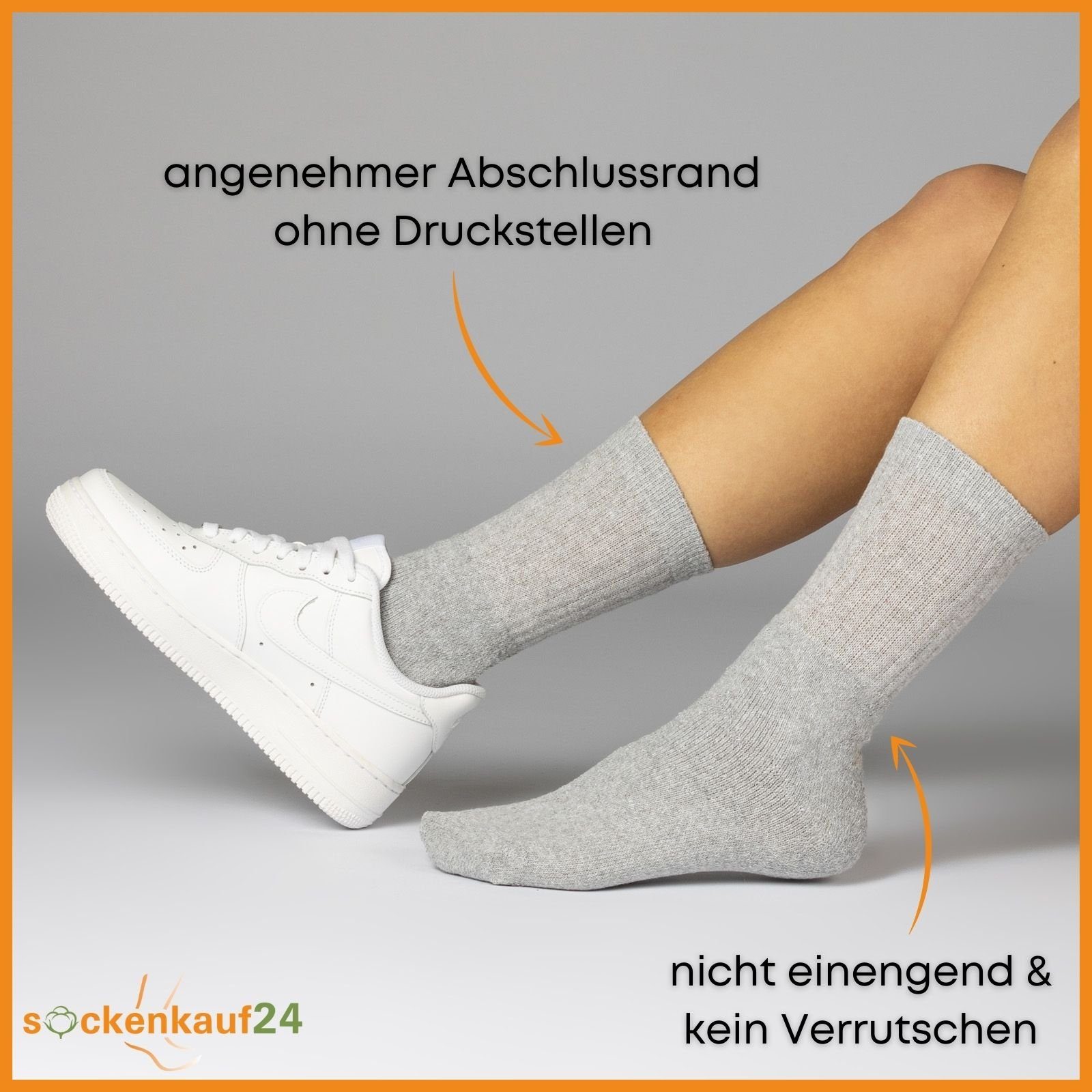 sockenkauf24 Tennissocken 10, 20, 30 Paar Sportsocken Arbeitssocken Herren & Damen (Hellgrau, 10-Paar, 47-50) Socken Baumwolle 10100 – Bild 4 von 5
