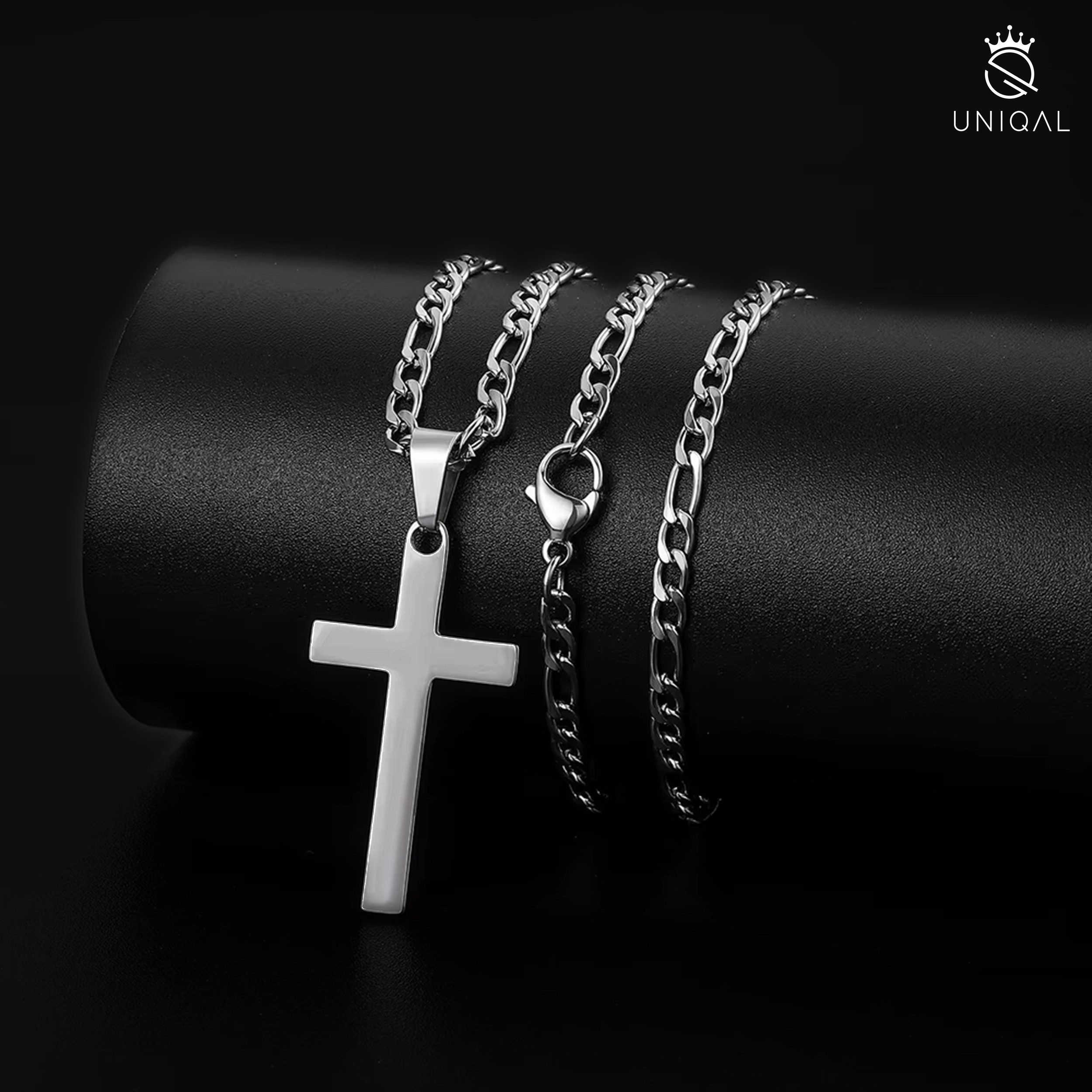 UNIQAL.de Kreuzkette UNIQAL Kreuz Halskette mit Anhänger Symbol (Edelstahl, Casual Style, Unisex, Basic, Deutsches Patent-und Markenamt), Kreuzanhänger