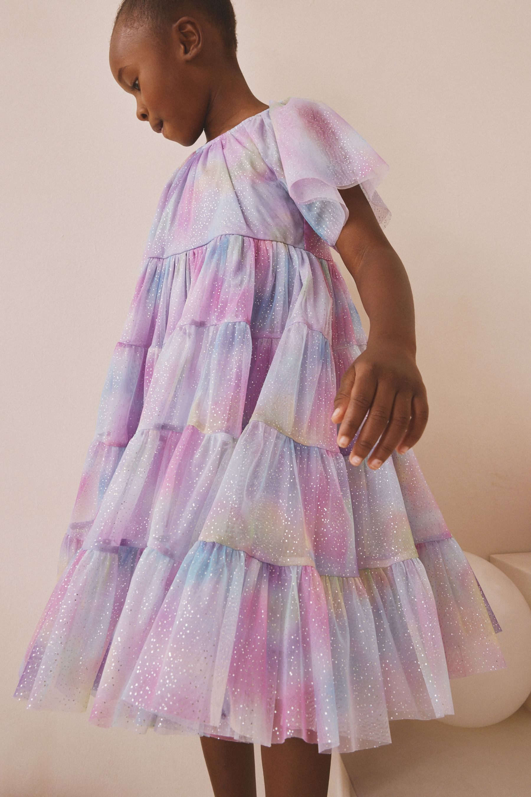 Next Partykleid Festliches, gestuftes Mesh-Kleid, Regenbogen (1-tlg)