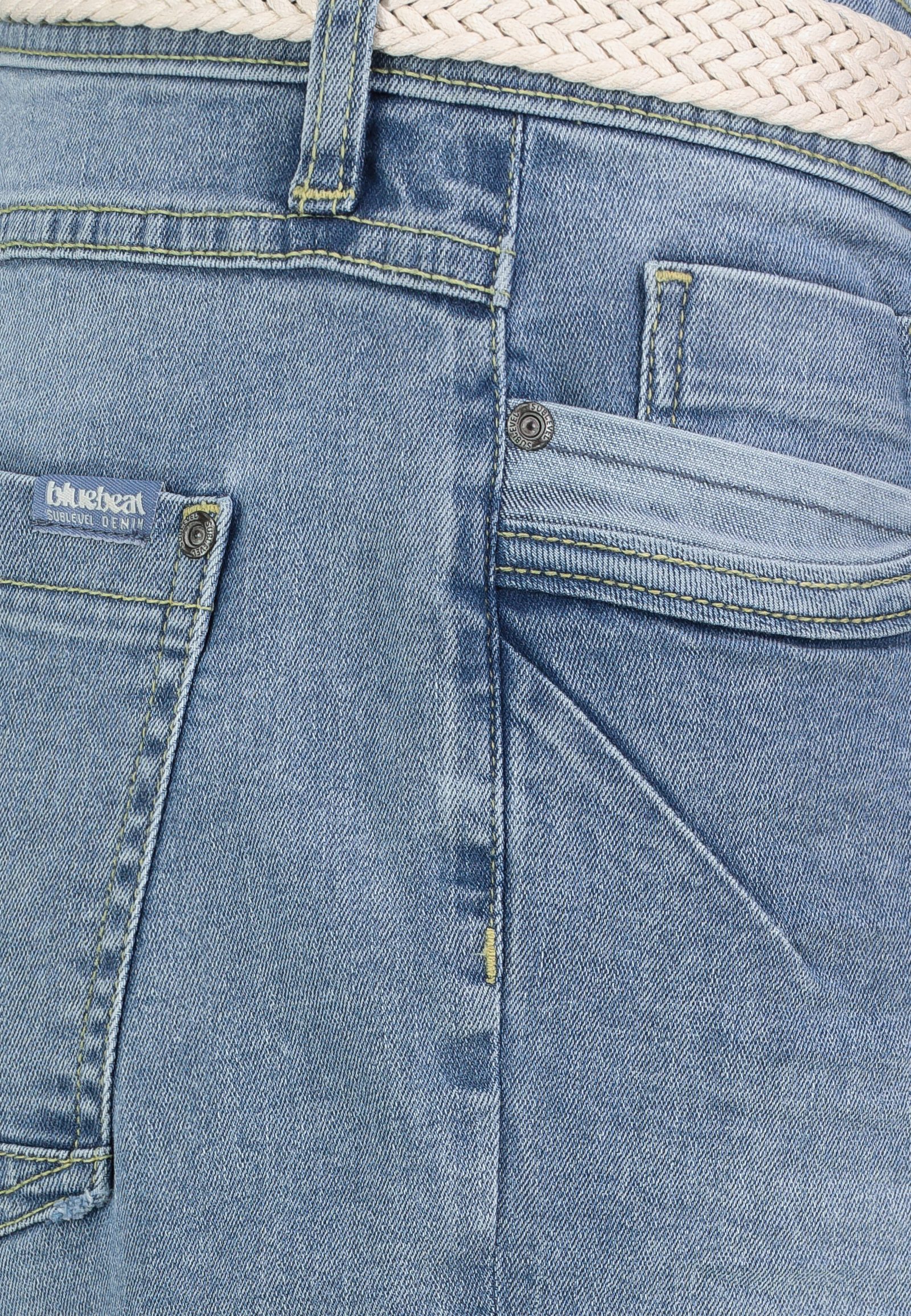 SUBLEVEL Bermudas (1-tlg) SUBLEVEL Damen Jeans Bermuda – Blau Jeans-Shorts mit Gürte – Bild 4 von 5