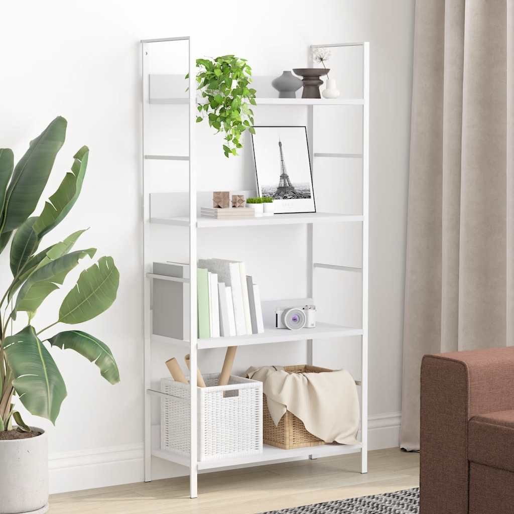 vidaXL Bücherregal Bücherregal 4 Regalböden Weiß 60×27,6×124,5 cm Holzwerkstoff, 1-tlg. – Bild 3 von 5