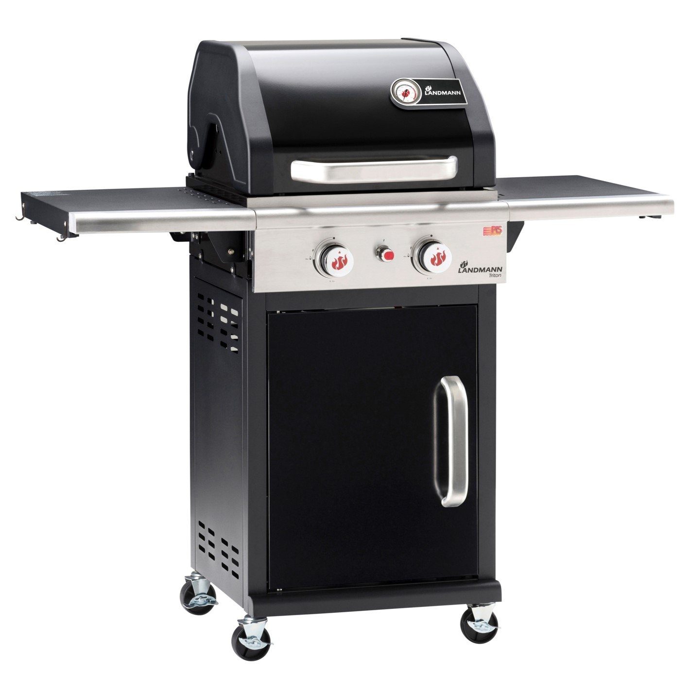 LANDMANN Gasgrill Triton PTS 2.0 Deckelthermometer schwarz, Kompaktgrill Balkon